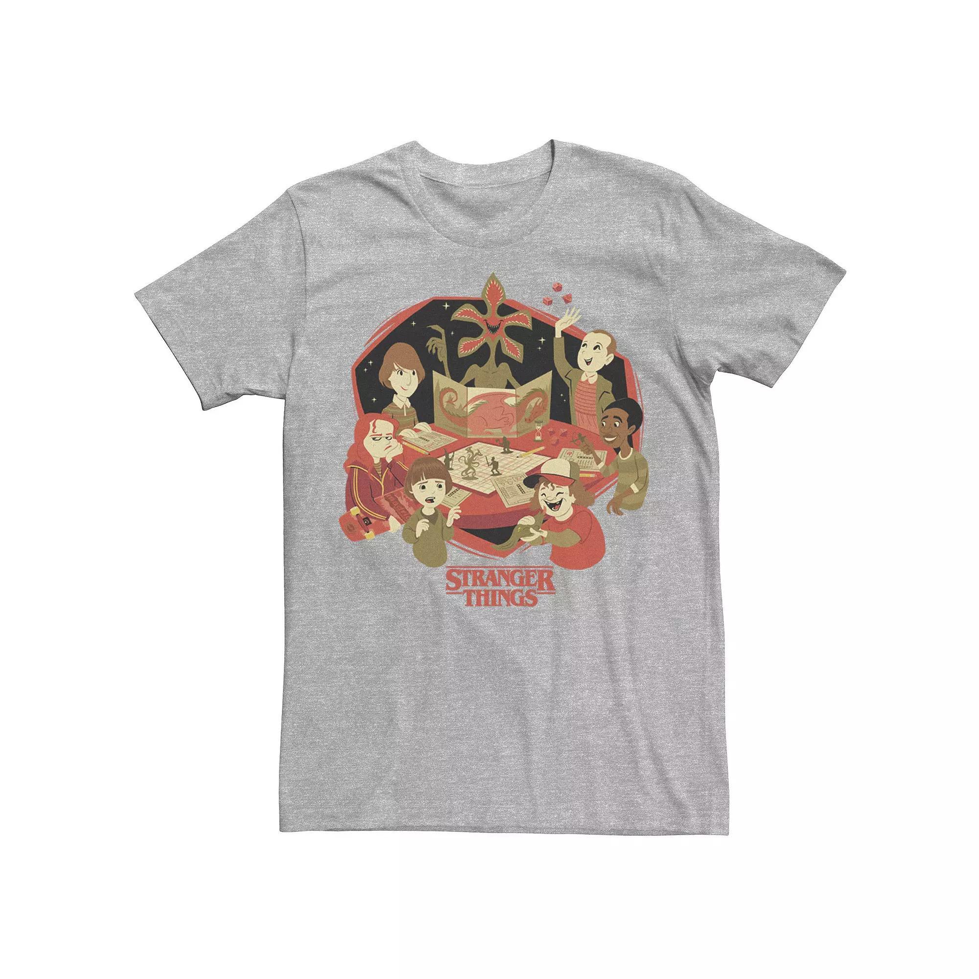 Men's Netflix Stranger Things D&D Animated Group Portrait Tee, Size: XL, Athletic Grey Product Image