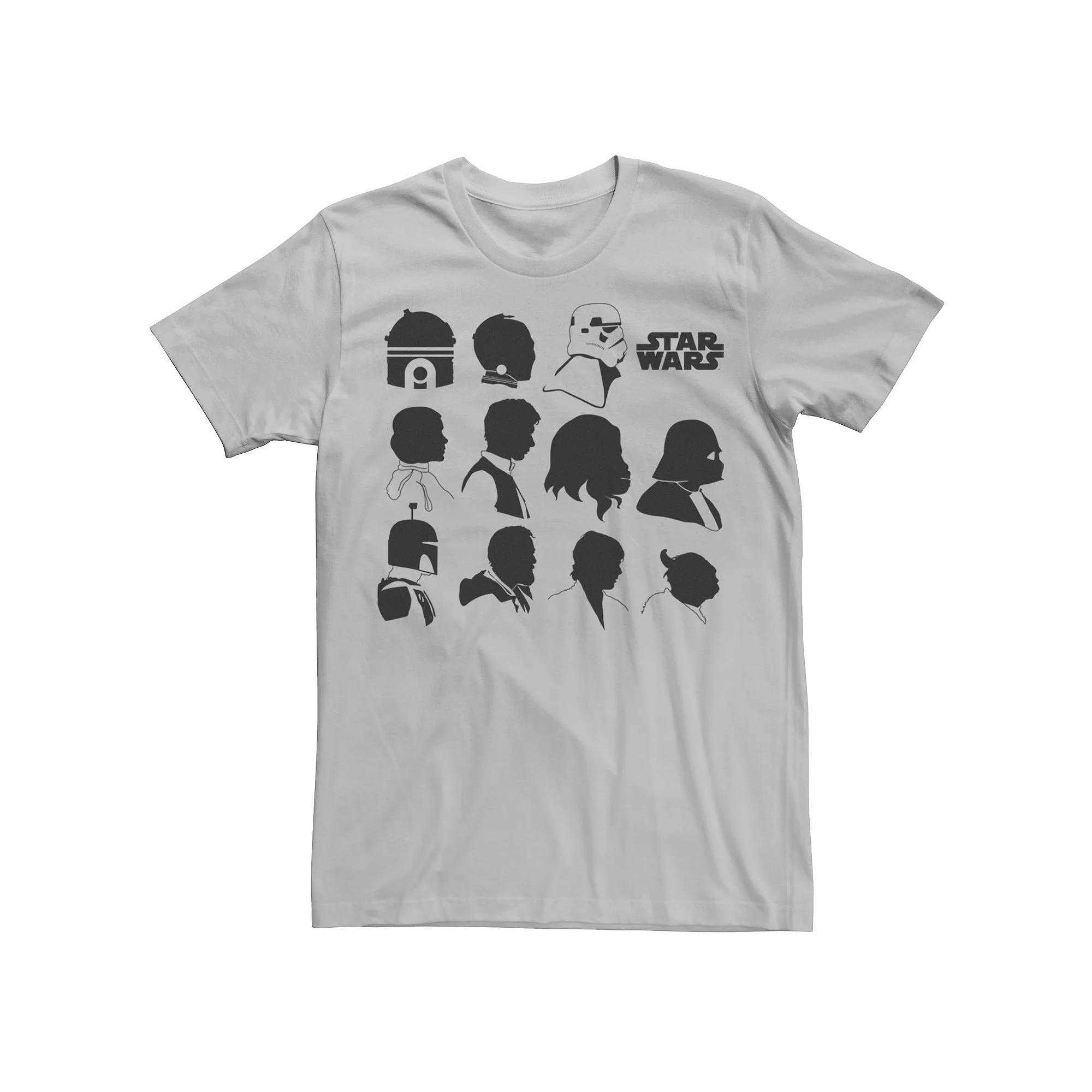Men's Star Wars Main Character Side View Silhouette Tee, Size: Small, Silver Product Image