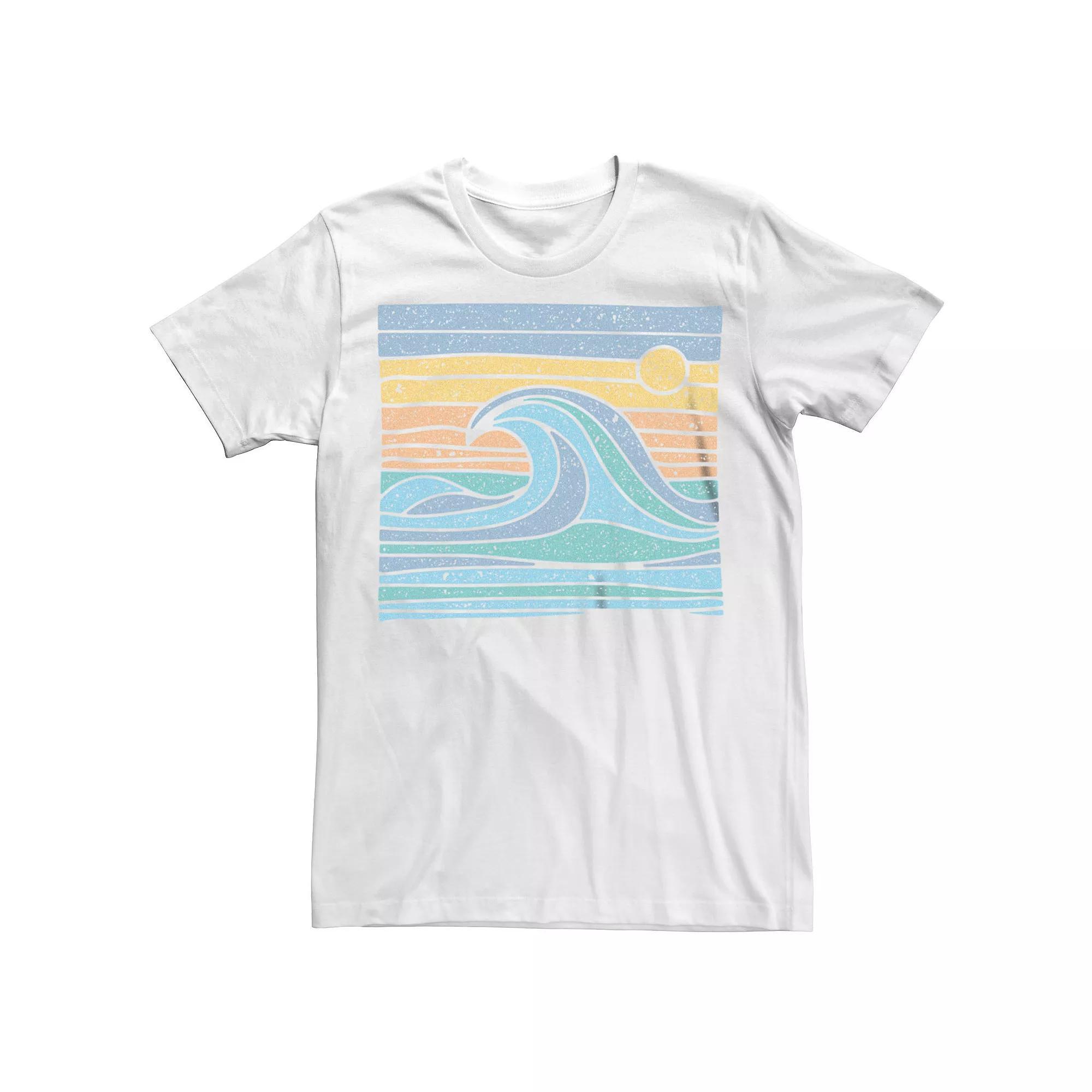 Men's Waves Sunset Lines Box Graphic Tee, Size: XL, White Product Image