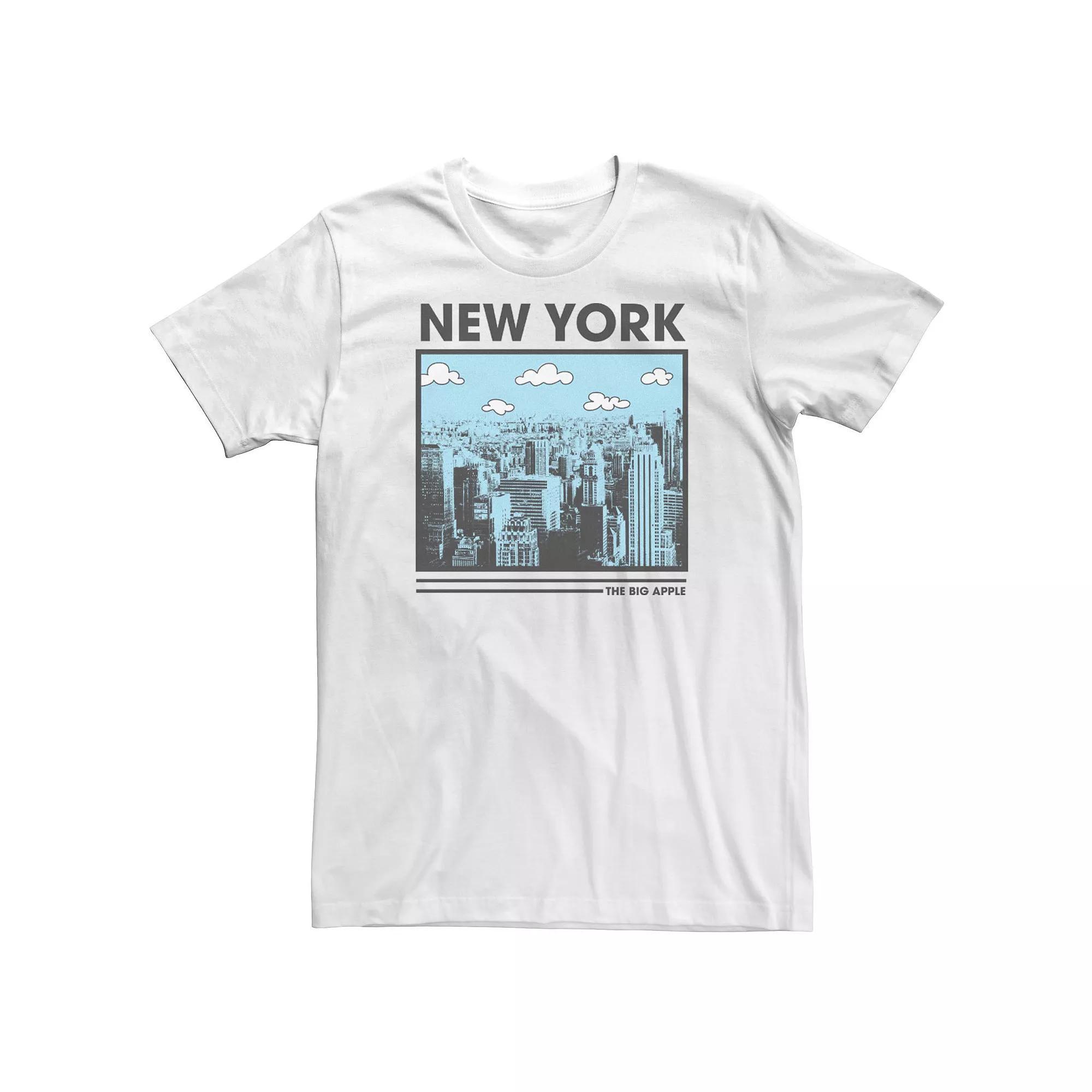 Men's New York The Big Apple Skyline Tee, Size: 3XL, White Product Image