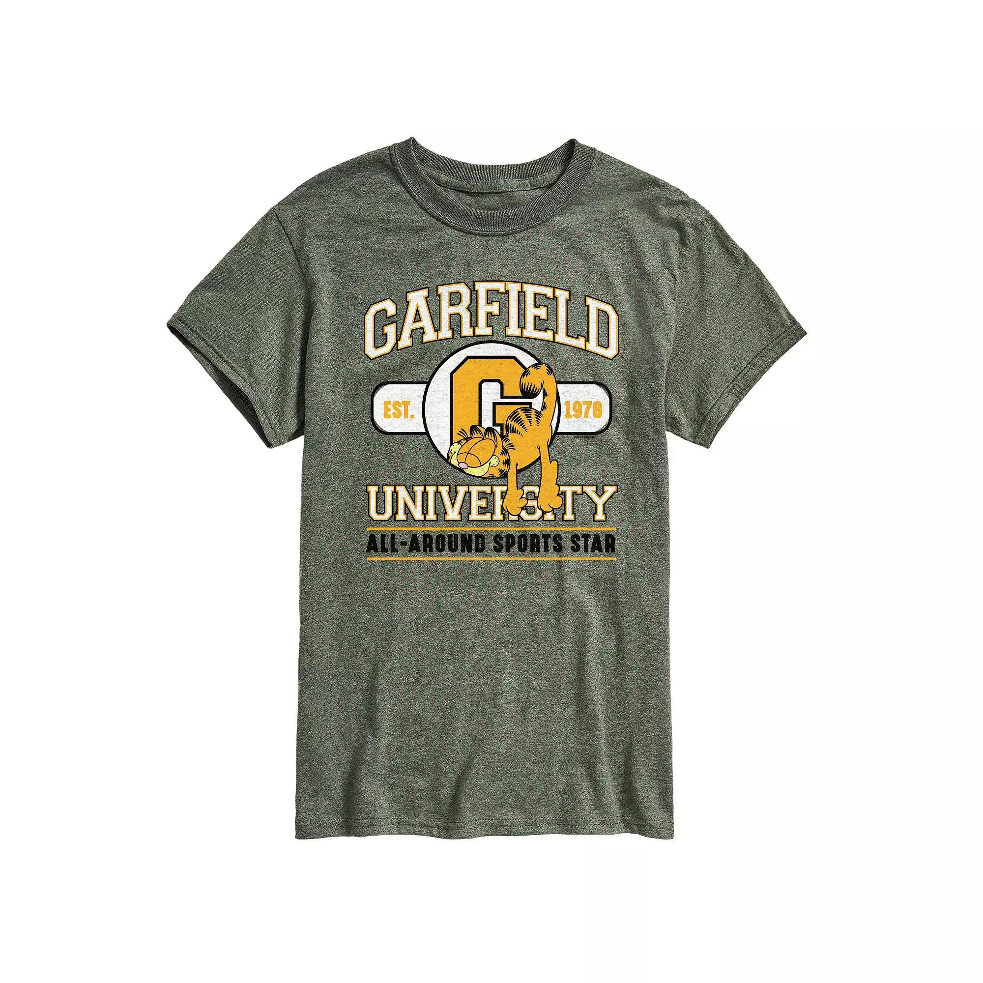 Mens Garfield University Sports Star Graphic Tee Grey Gray Product Image