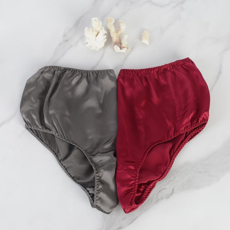 Black Pure Mulberry Silk Bikini Panties | Mid Waist | 22 Momme | Float Collection Product Image