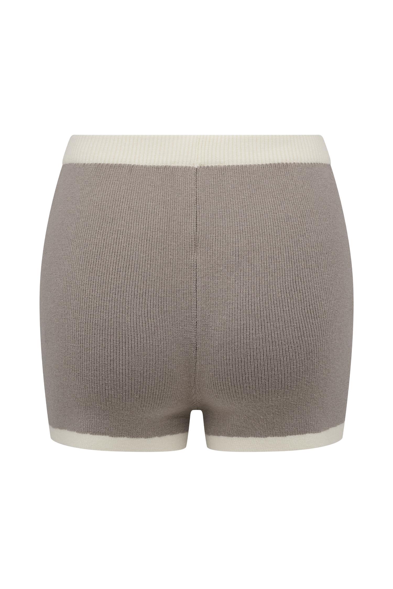 Julianne Contrast Knit Shorts - Pebble/Ivory Product Image