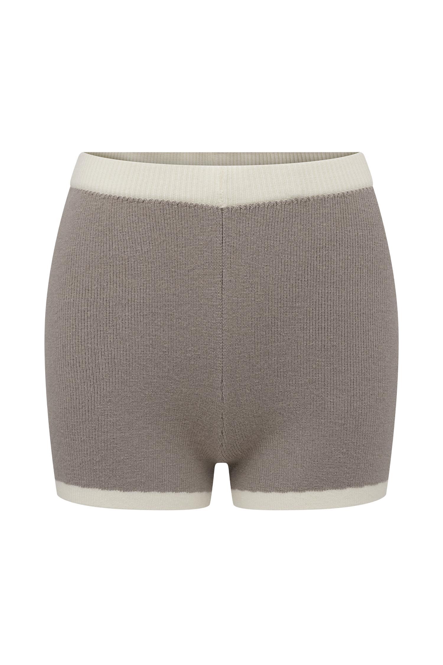Julianne Contrast Knit Shorts - Pebble/Ivory Product Image