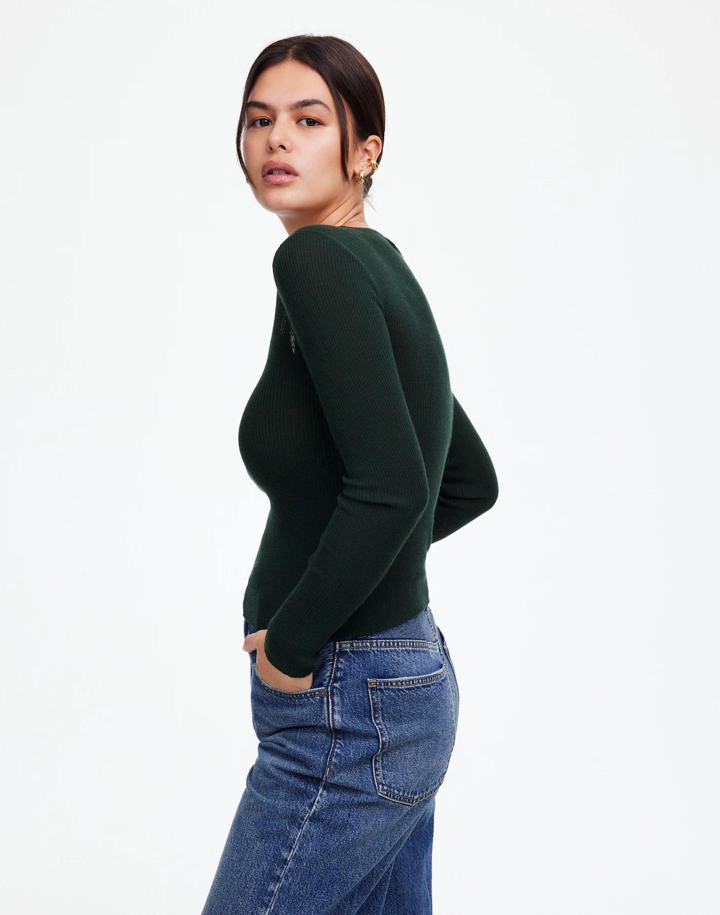Merino Wool-Silk Blend Scoopneck Sweater Product Image