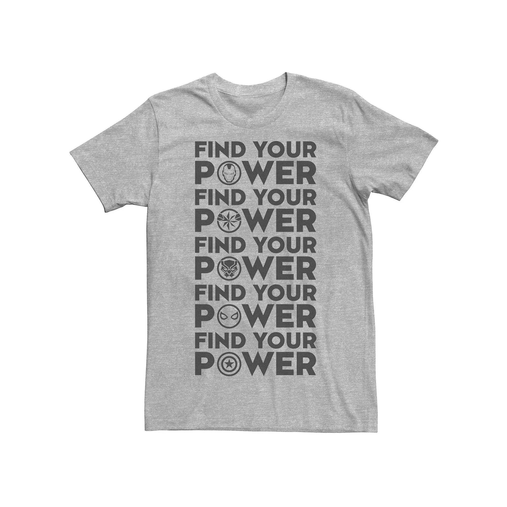 Men's Marvel Find Your Power Team Logos Tee, Size: 3XL, Athletic Grey Product Image