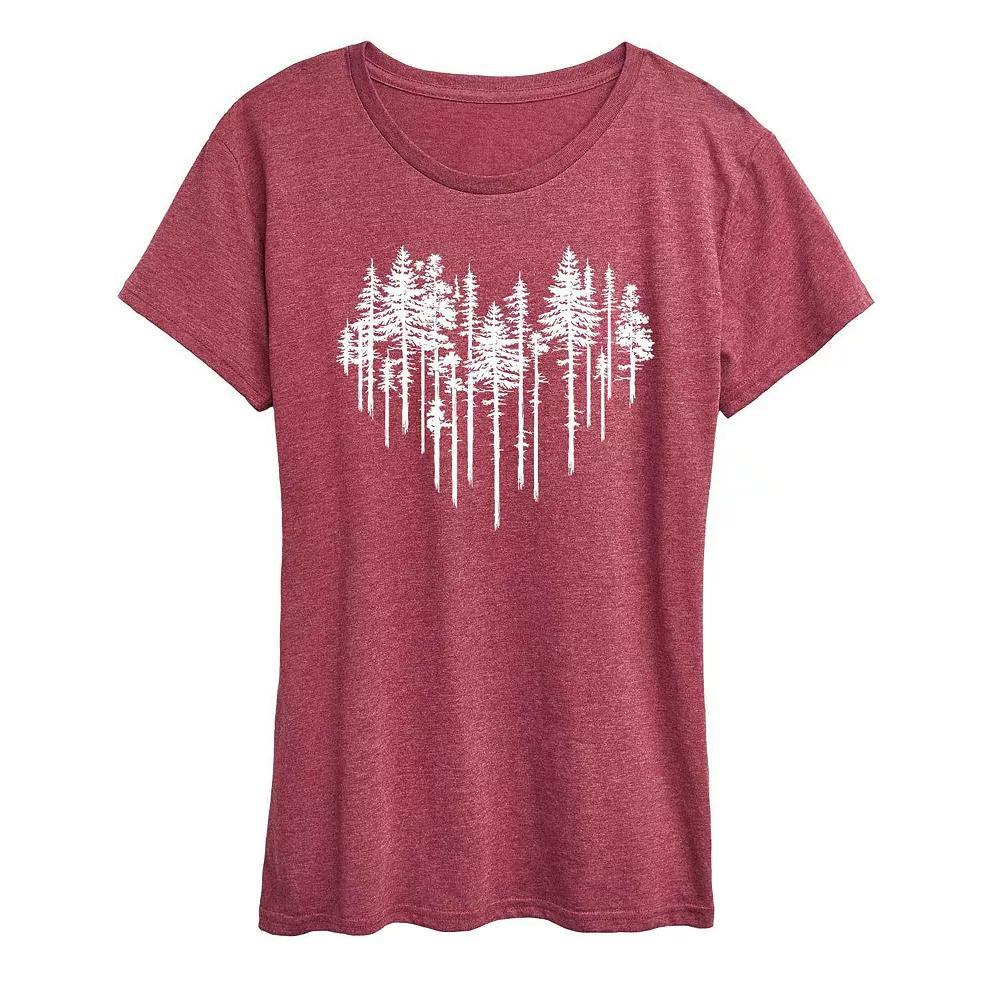 Womens Heart Trees Graphic Tee, Girls Grey Blue Product Image