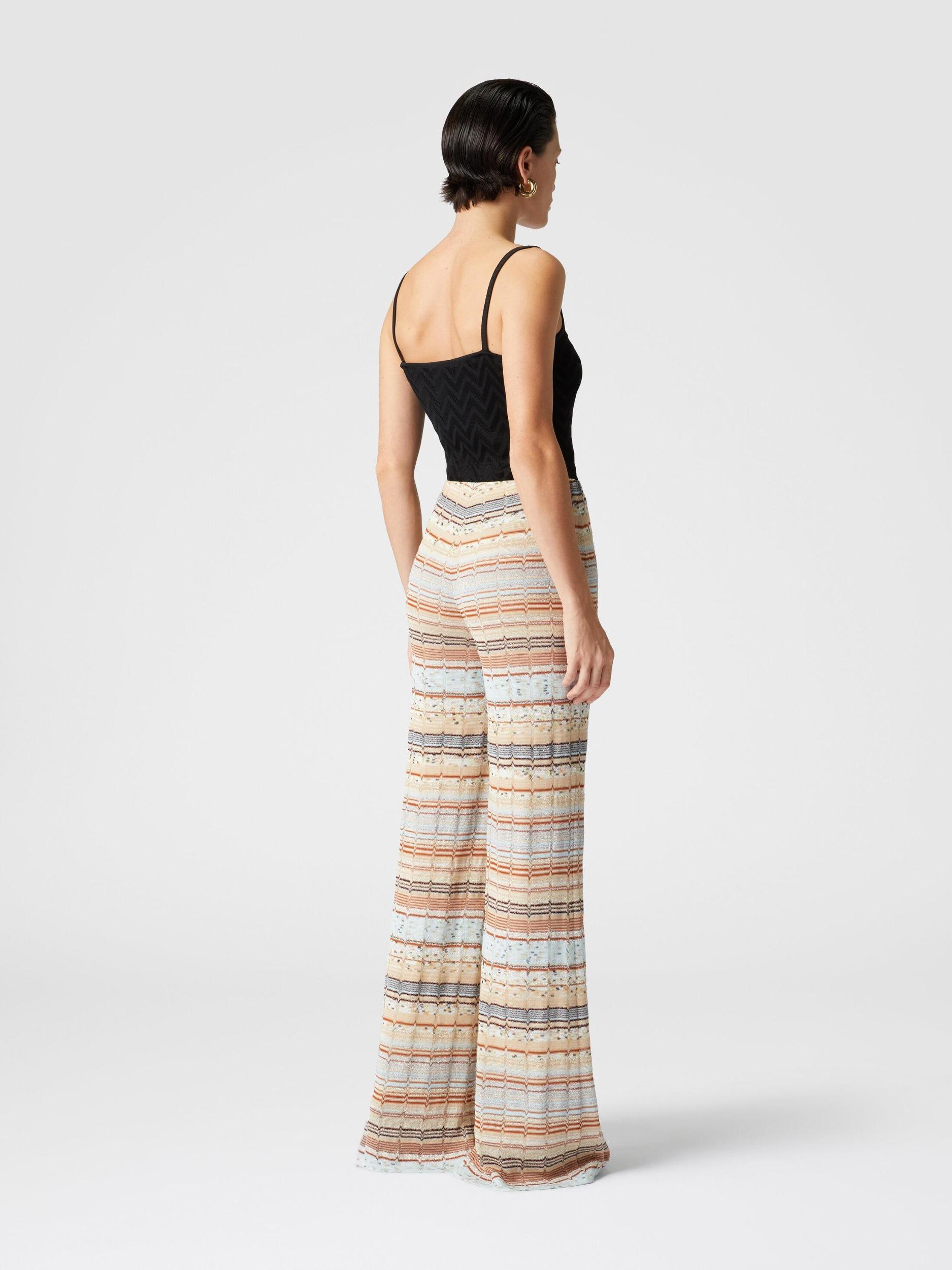 Viscose and cotton palazzo trousers with lamé zigzag fret Product Image