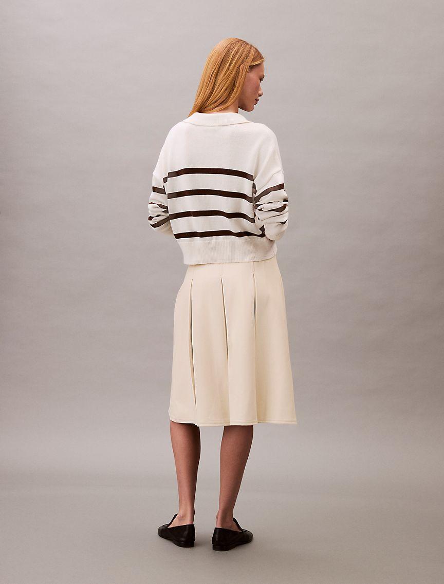 Smooth Cotton Johnny Collar Polo Sweater Product Image