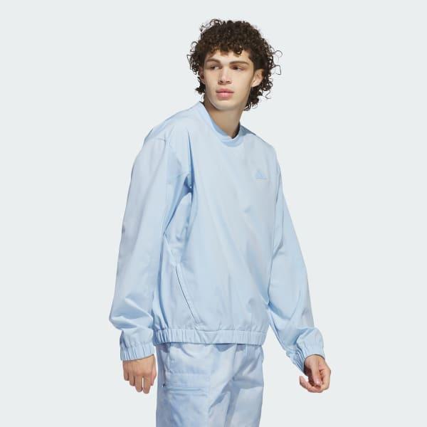 adidas Woven Pullover Crew Sweatshirt Royal Blue M Mens Product Image
