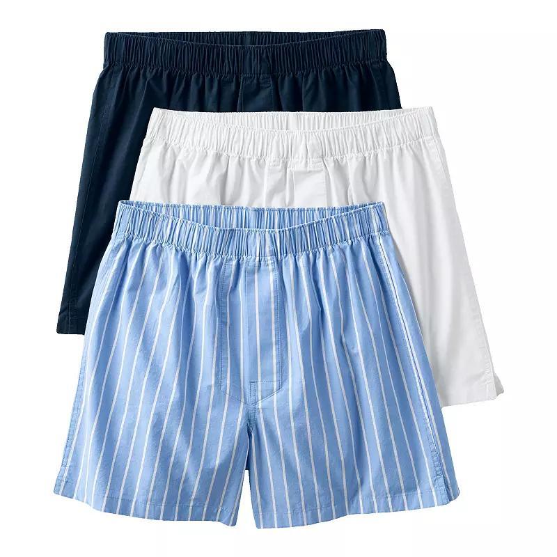 Men's Lands' End 3-Pack Essential Boxers, Size: Large, White Product Image