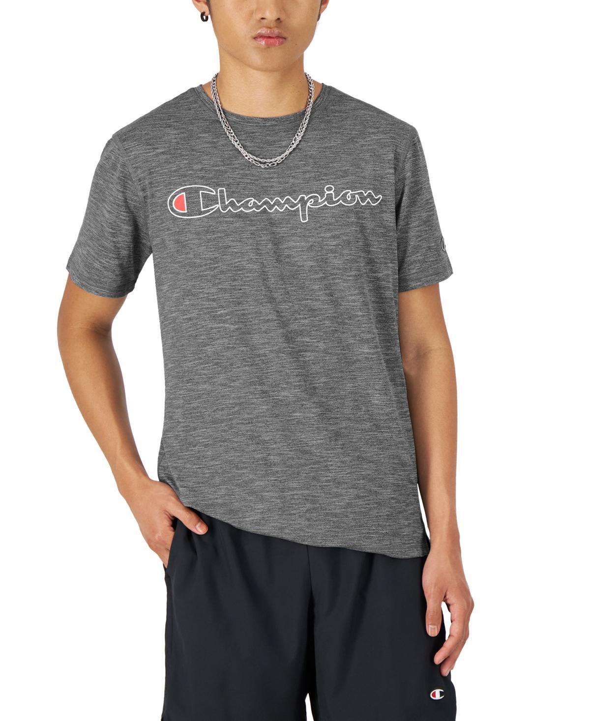 Mens Champion MVP T-Shirt, Classic Script Railroad Grey Heather 2XL Product Image