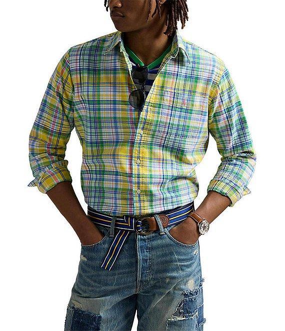 Polo Ralph Lauren Classic Fit Multi Color Plaid Oxford Long Sleeve Woven Shirt Product Image