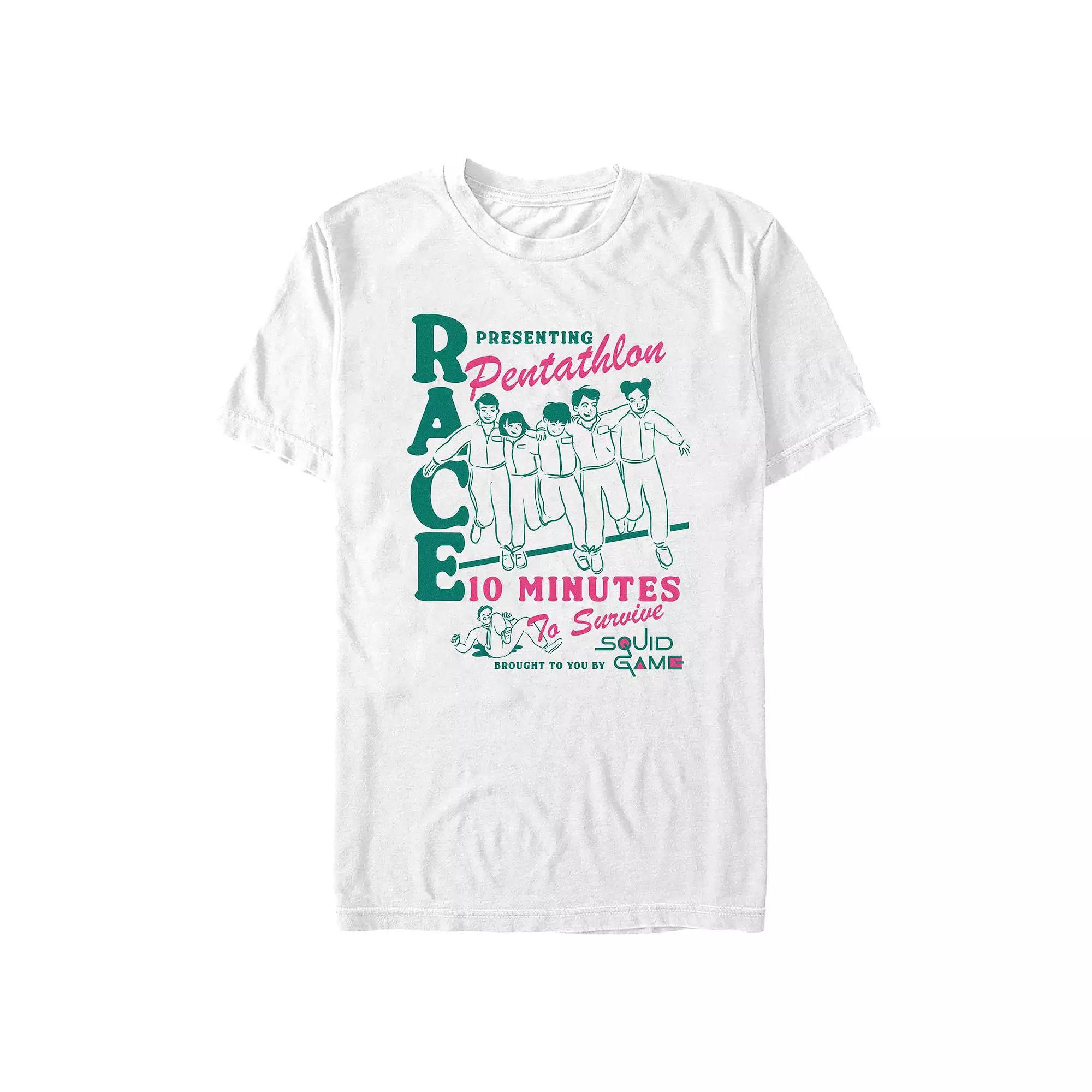 Men's Squid Game Presenting Pentathlon Race Graphic Tee, Size: Medium, White Product Image
