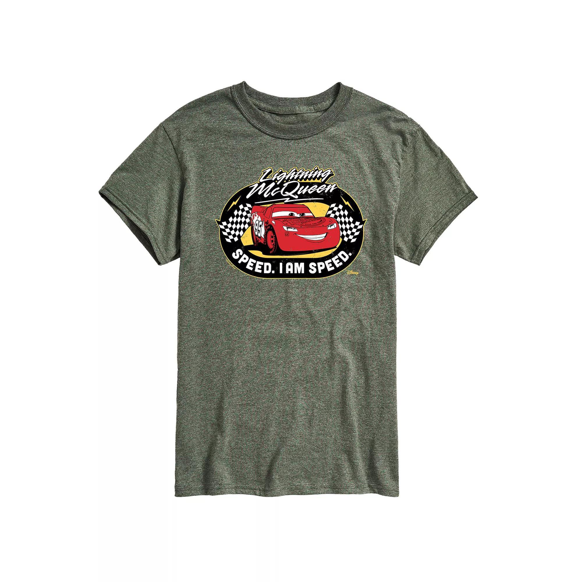 Disney / Pixars Lightning McQueen Cars Mens Race Track Graphic Tee Grey Green Product Image