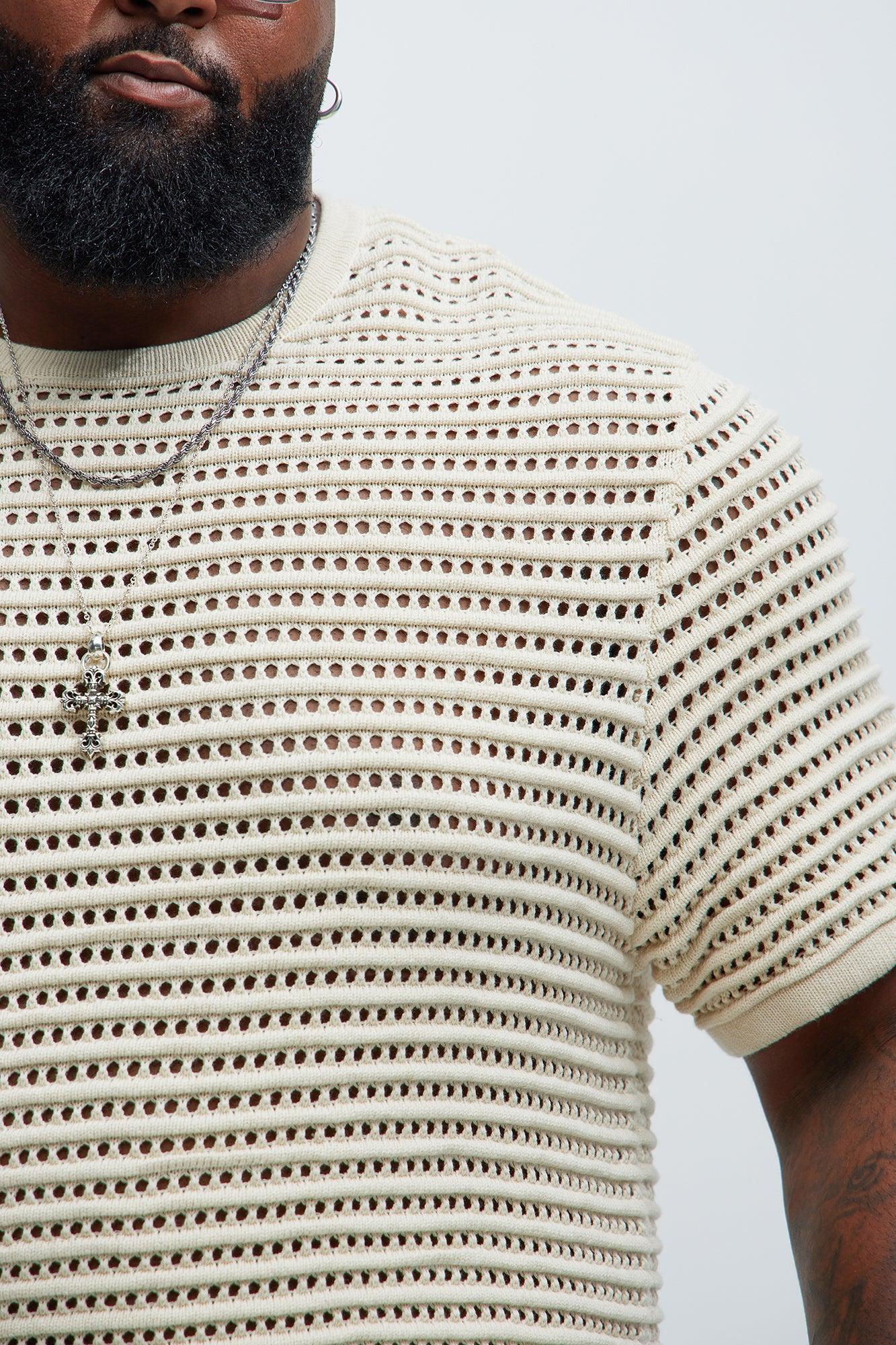 Milton Textured Crew Neck Tee - Off White Product Image