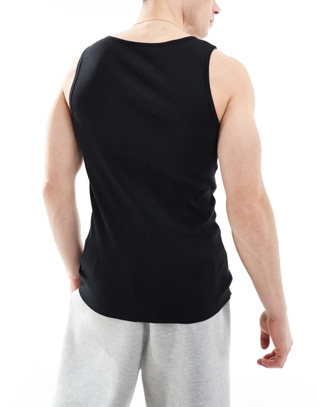 Boss Bodywear 3-pack ribbed logo tank tops in black Product Image