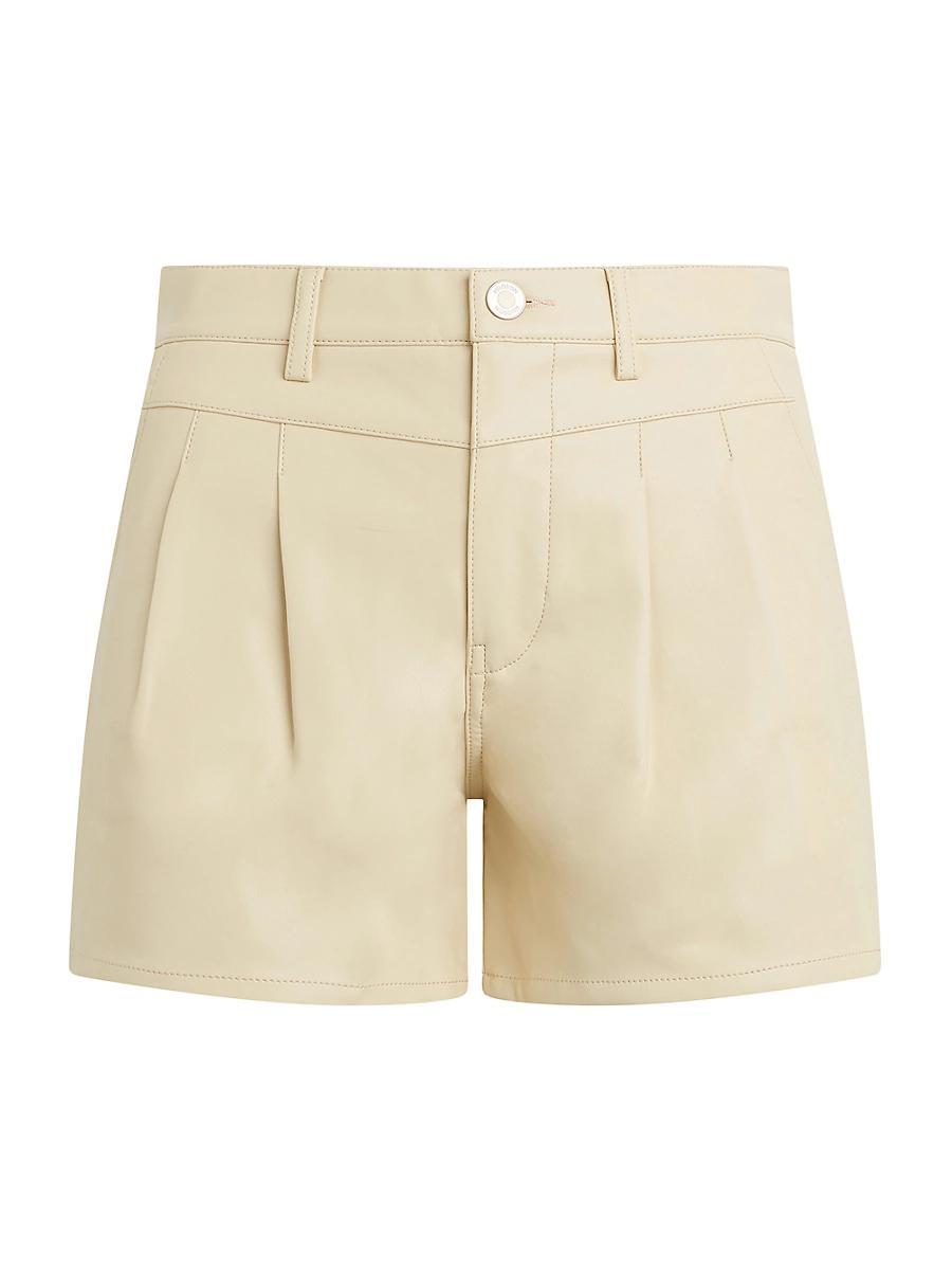 Womens Faux Leather Front Yoke Pleated Shorts Product Image
