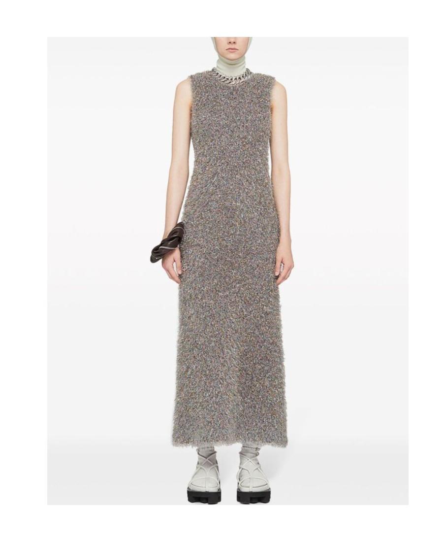 JIL SANDER V-neck Sleeveless Midi Dress In Gray Product Image