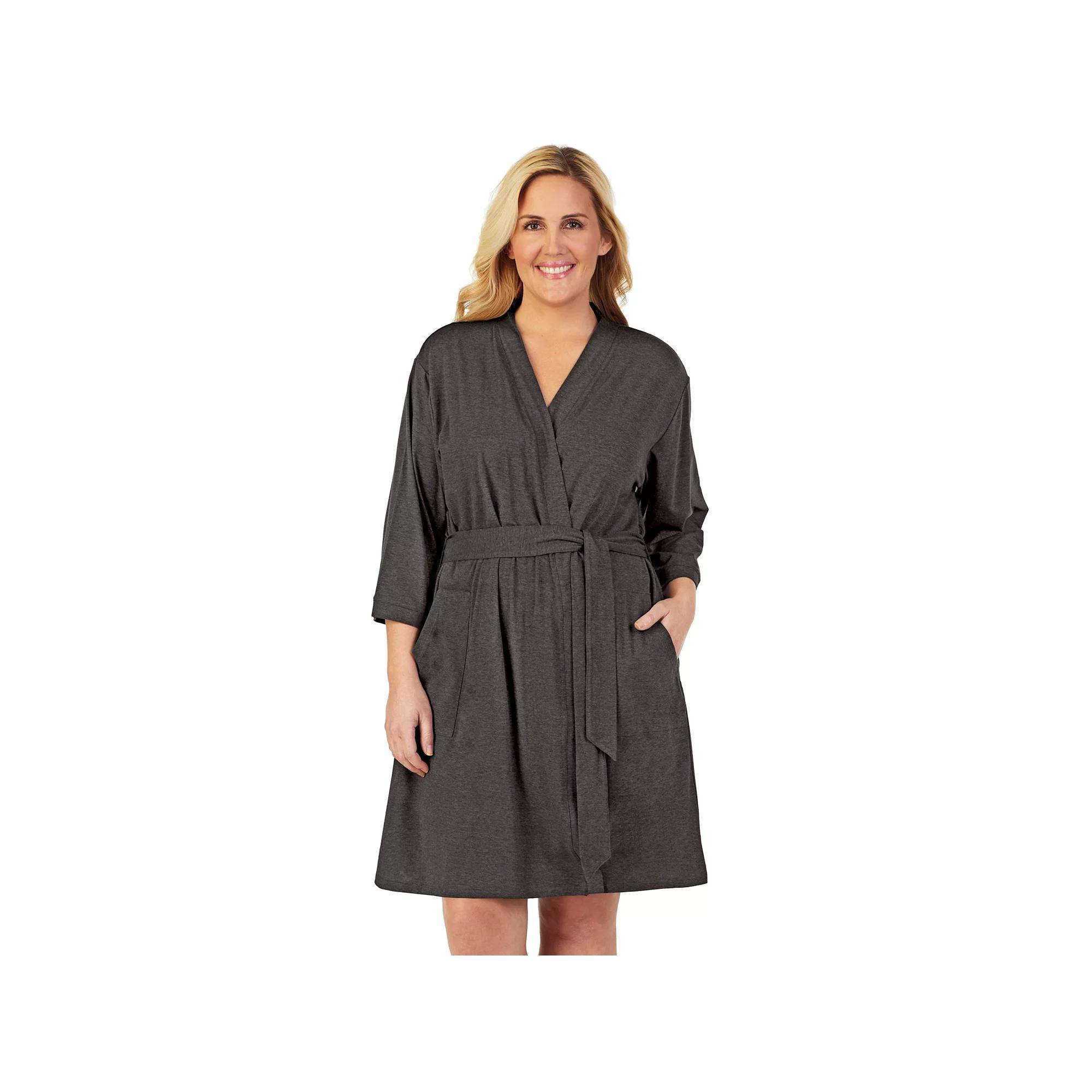 Plus Size Cuddl Duds® Essentials Wrap Robe, Women's, Size: 1XL, Black Product Image