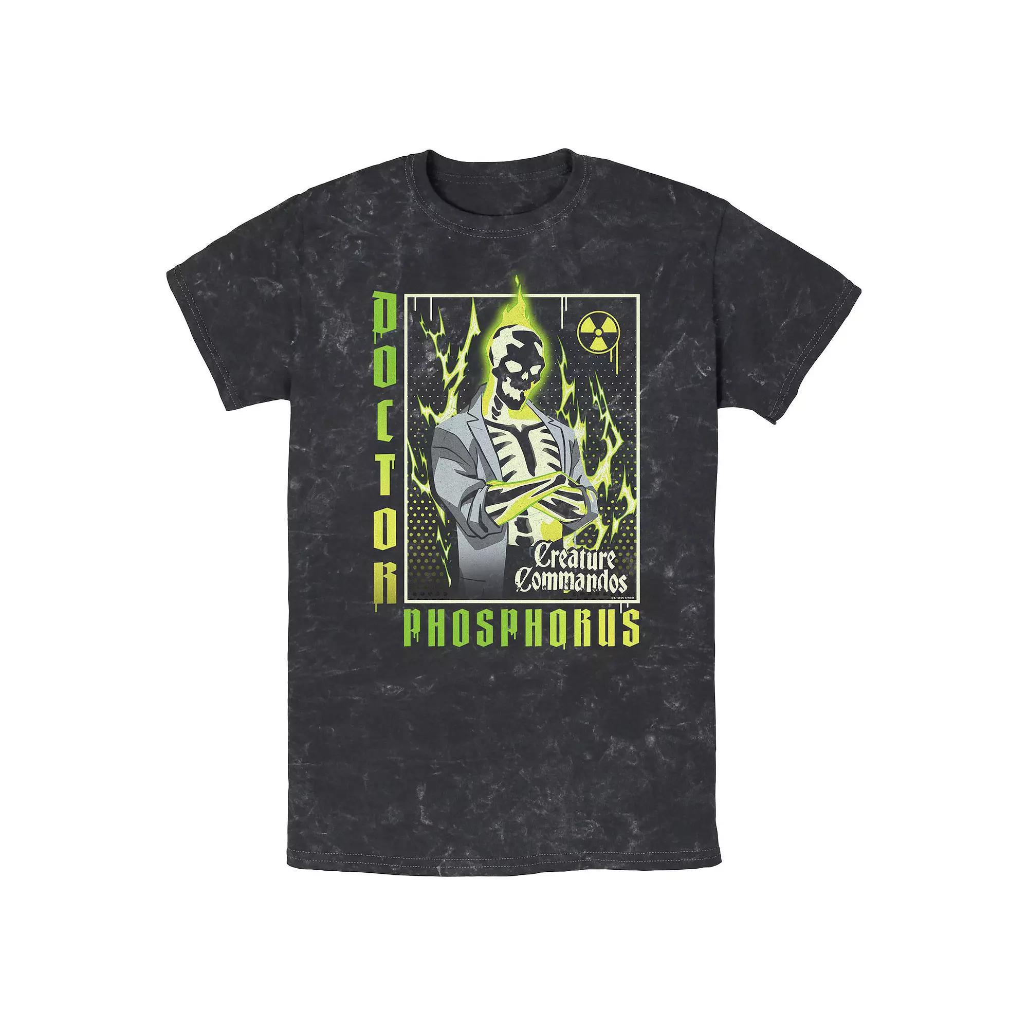 Men's Creature Commandos Presenting Doctor Phosphorus Mineral Wash Graphic Tee, Size: XL, Black Product Image