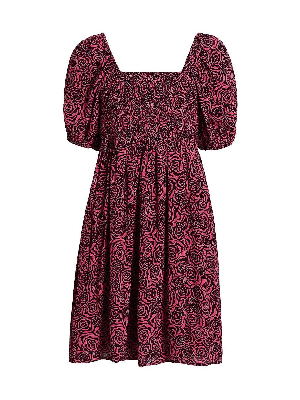 Womens Rosygz Smocked Puff-Sleeve Minidress Product Image