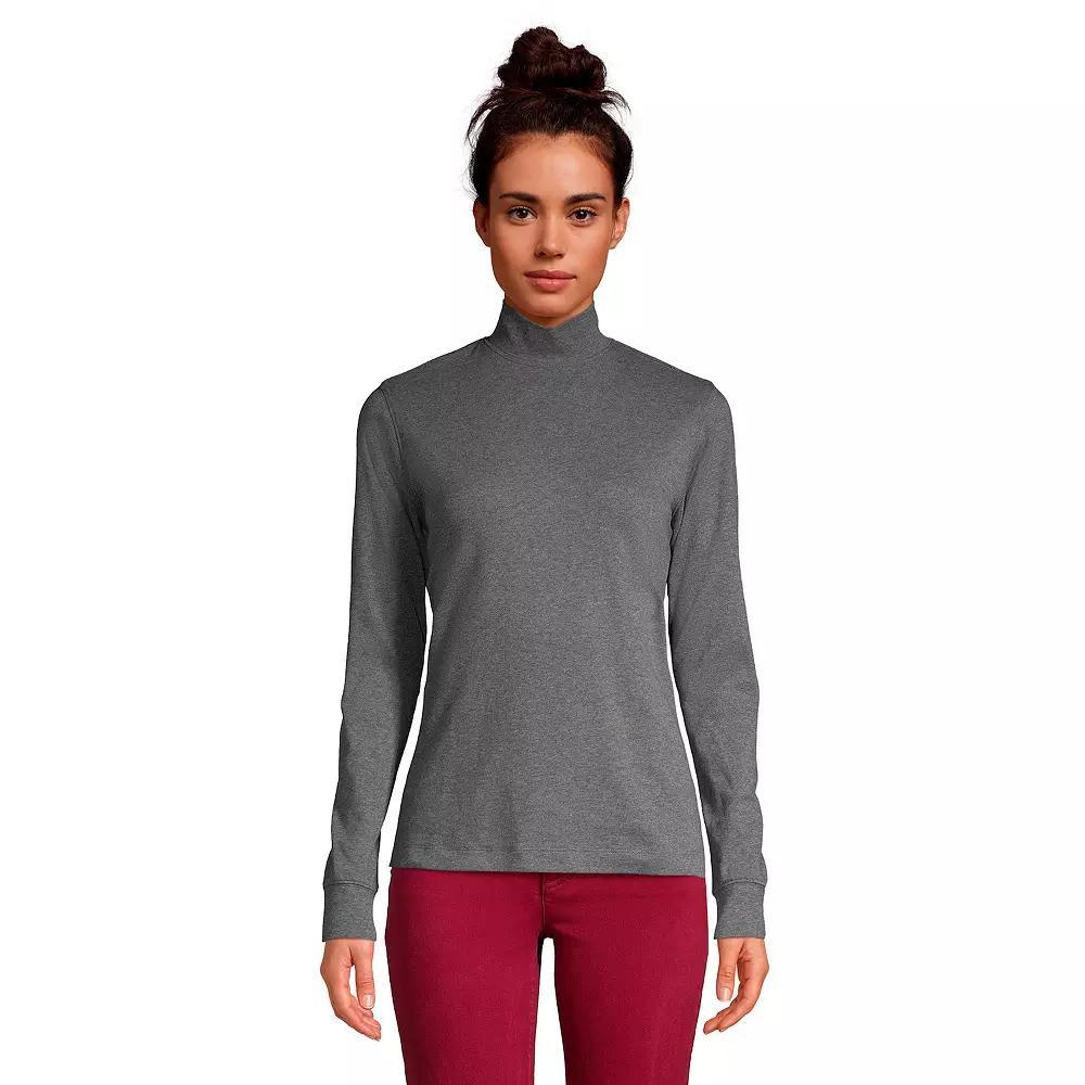 Womens Lands End Relaxed Mockneck Top Grey Heather Product Image