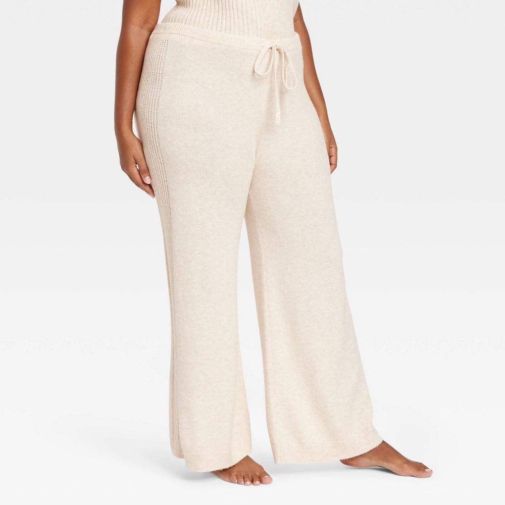 Womens Sweater Wide Leg Pajama Pants - Auden Oatmeal 4X Product Image