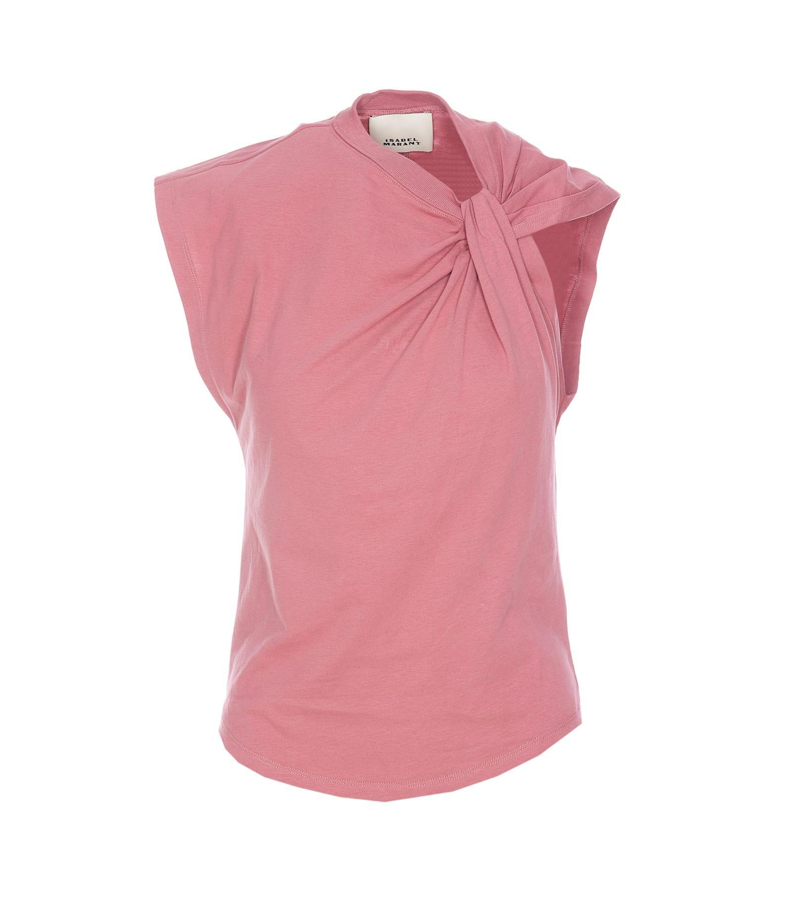 ISABEL MARANT Nayda Twisted Cap-sleeve T-shirt In Pink Product Image