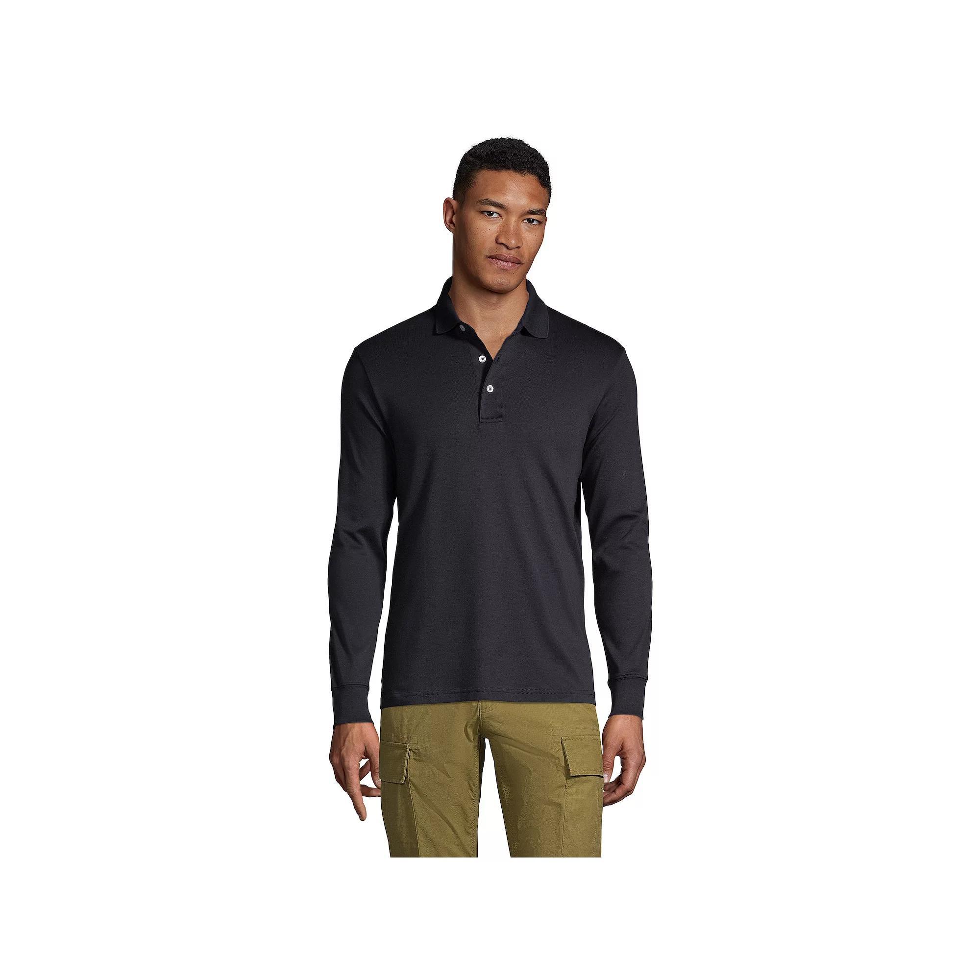 Men's Lands' End Soft Supima Polo, Size: Medium, White Product Image