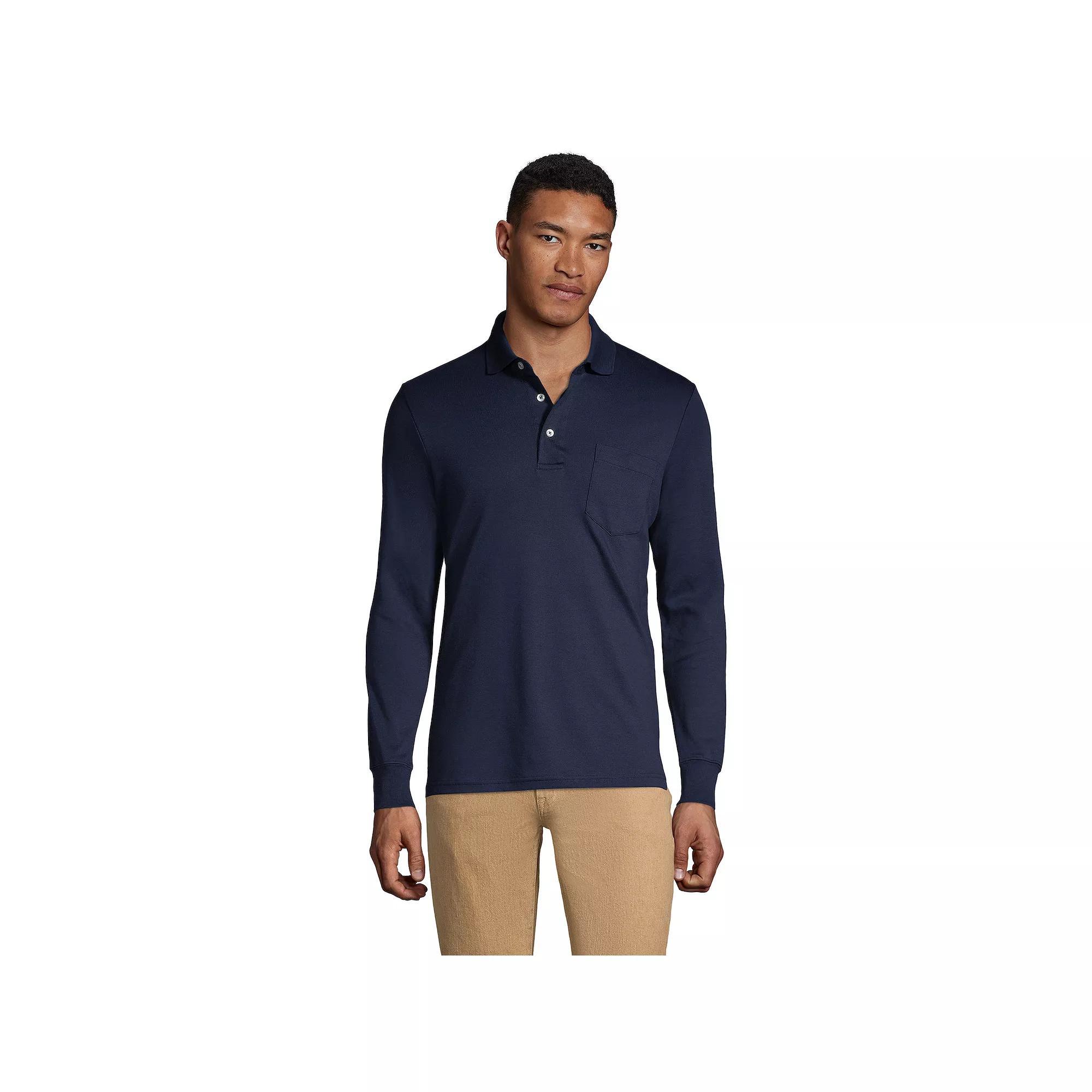 Big & Tall Lands' End Super Soft Relaxed-Fit Supima Pocket Polo, Men's, Size: XXL Tall, White Product Image