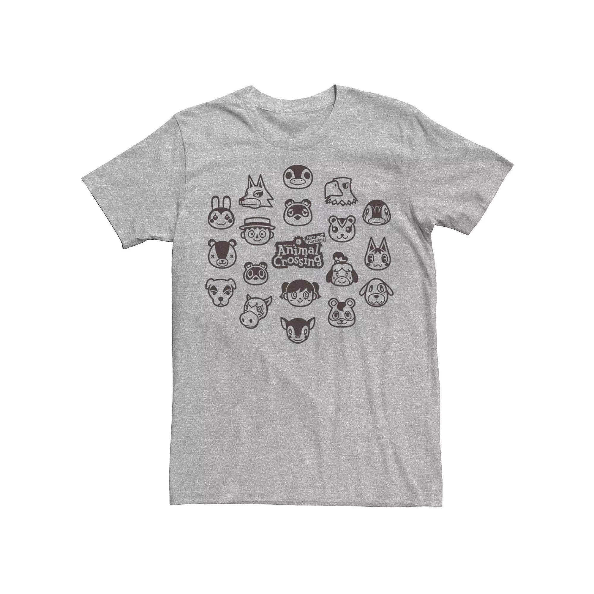 Men's Animal Crossing New Horizons Group Shot Villagers Tee, Size: XXL, Athletic Grey Product Image