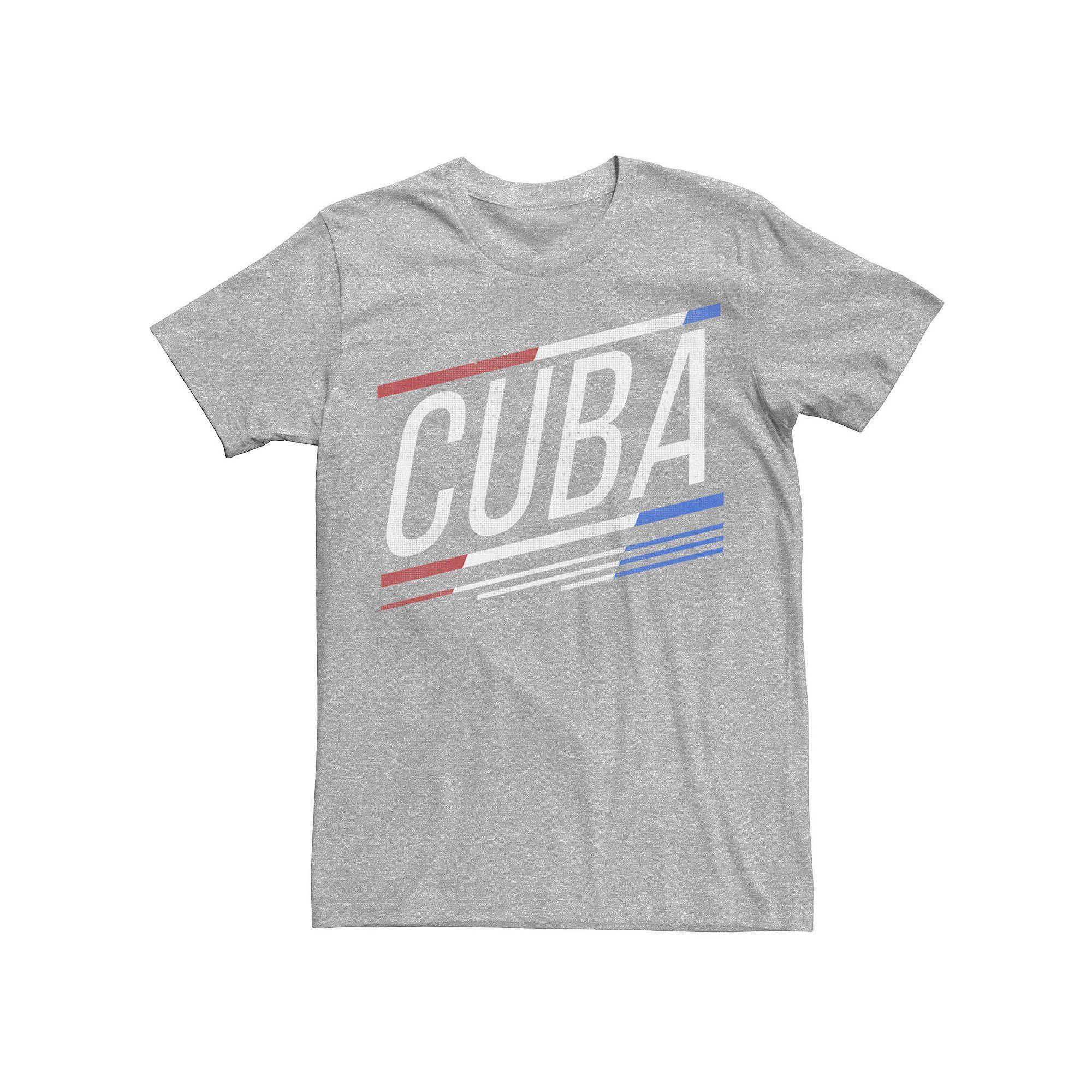 Men's Gonzales Cuba Slanted Stripe Logo Tee, Size: Large, Athletic Grey Product Image