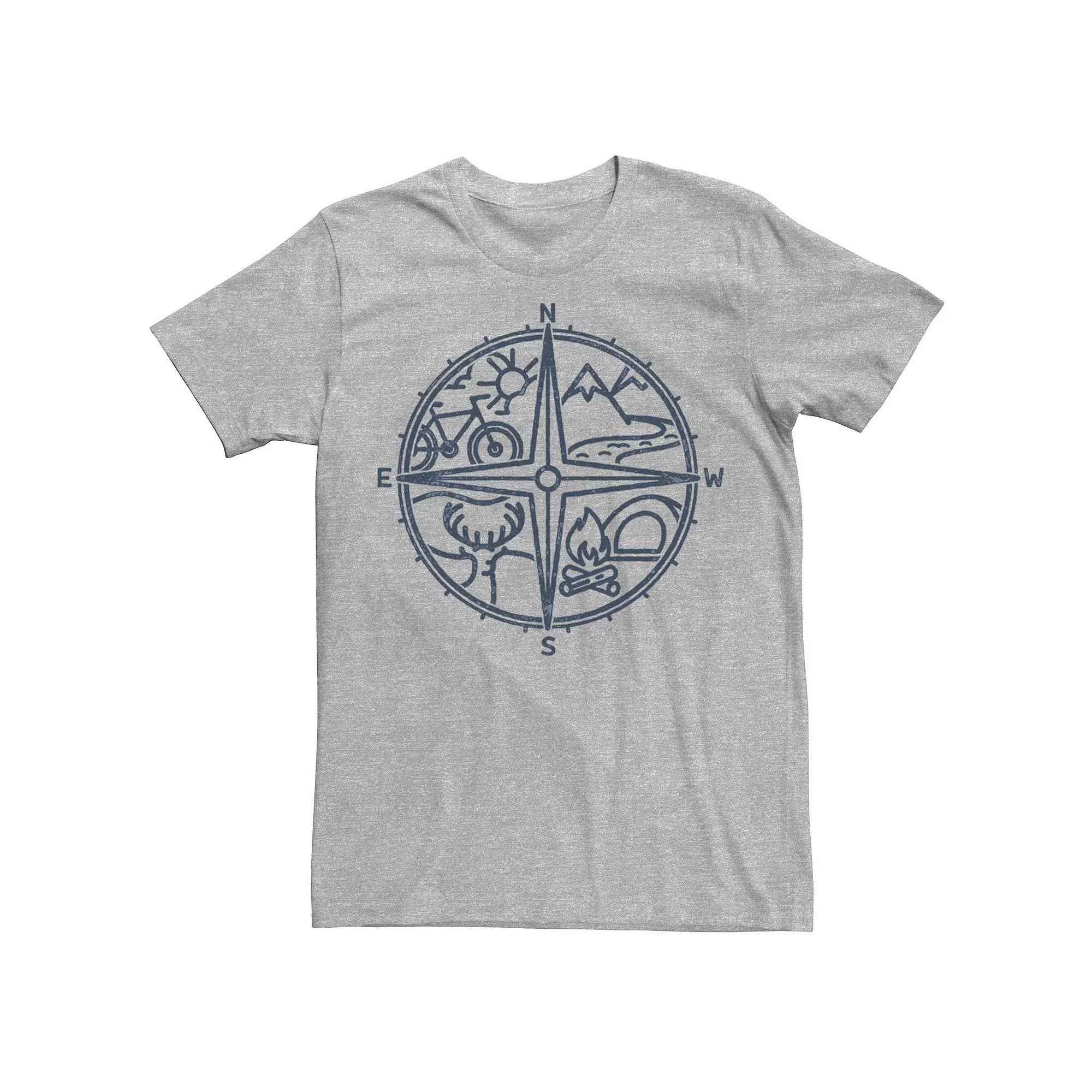 Men's Outdoor Compass Line Art Tee, Size: Large, Athletic Grey Product Image