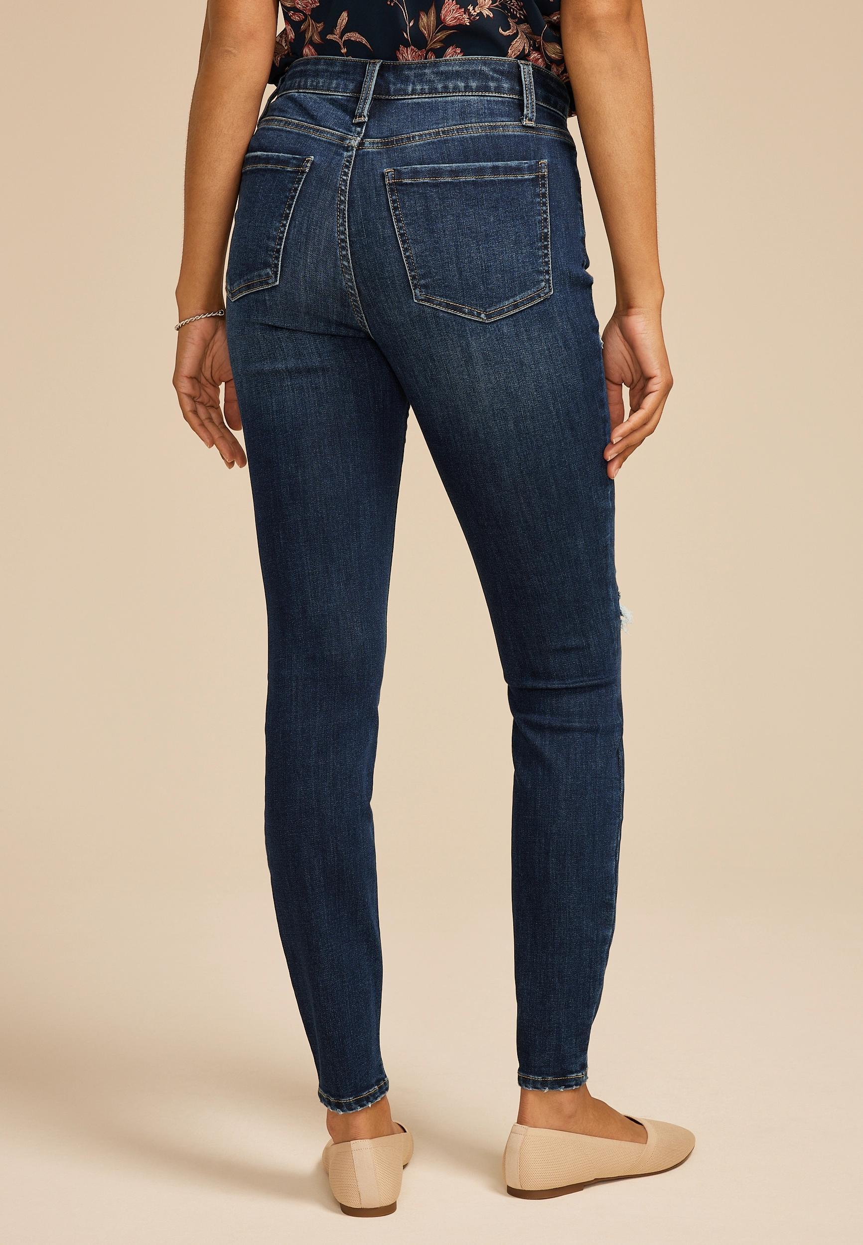 m jeans by maurices™ Dark Cool Comfort High Rise Backed Ripped Jegging Product Image