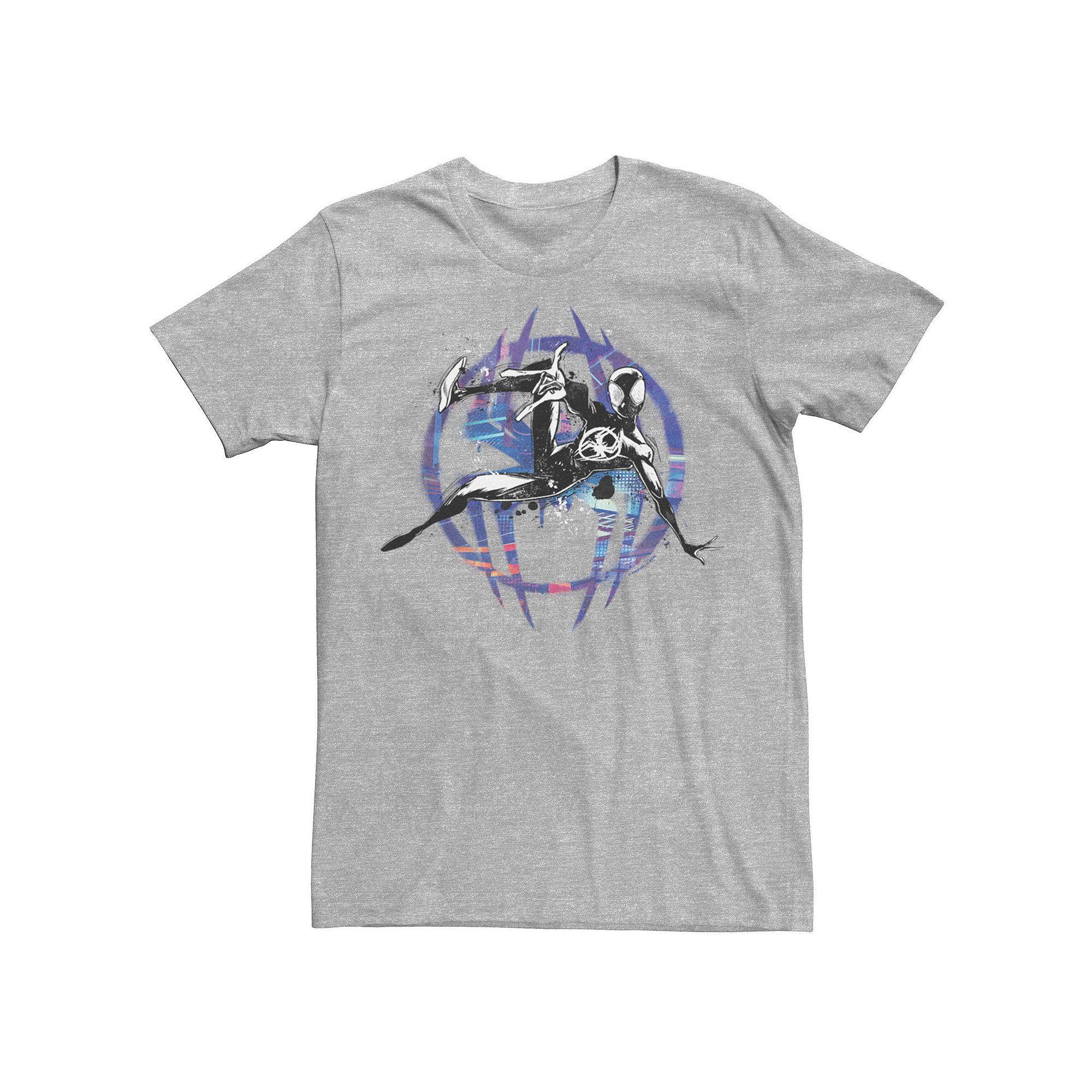 Men's Marvel Spiderman Across The Spider Verse Hanging Spiderman Graphic Tee, Size: XS, Athletic Grey Product Image