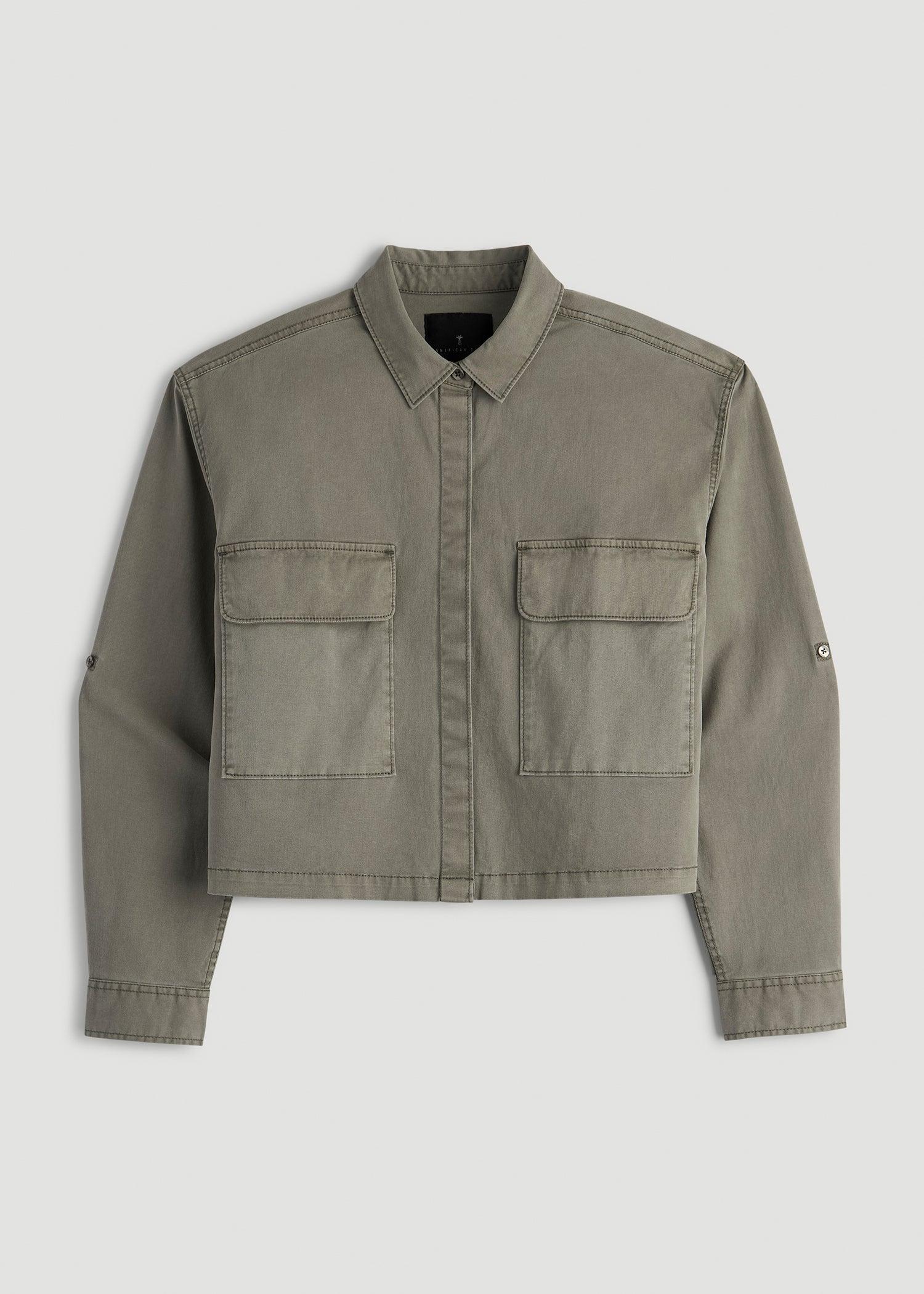 Garment Dyed Utility Shirt for Tall Women in Camper Green Product Image