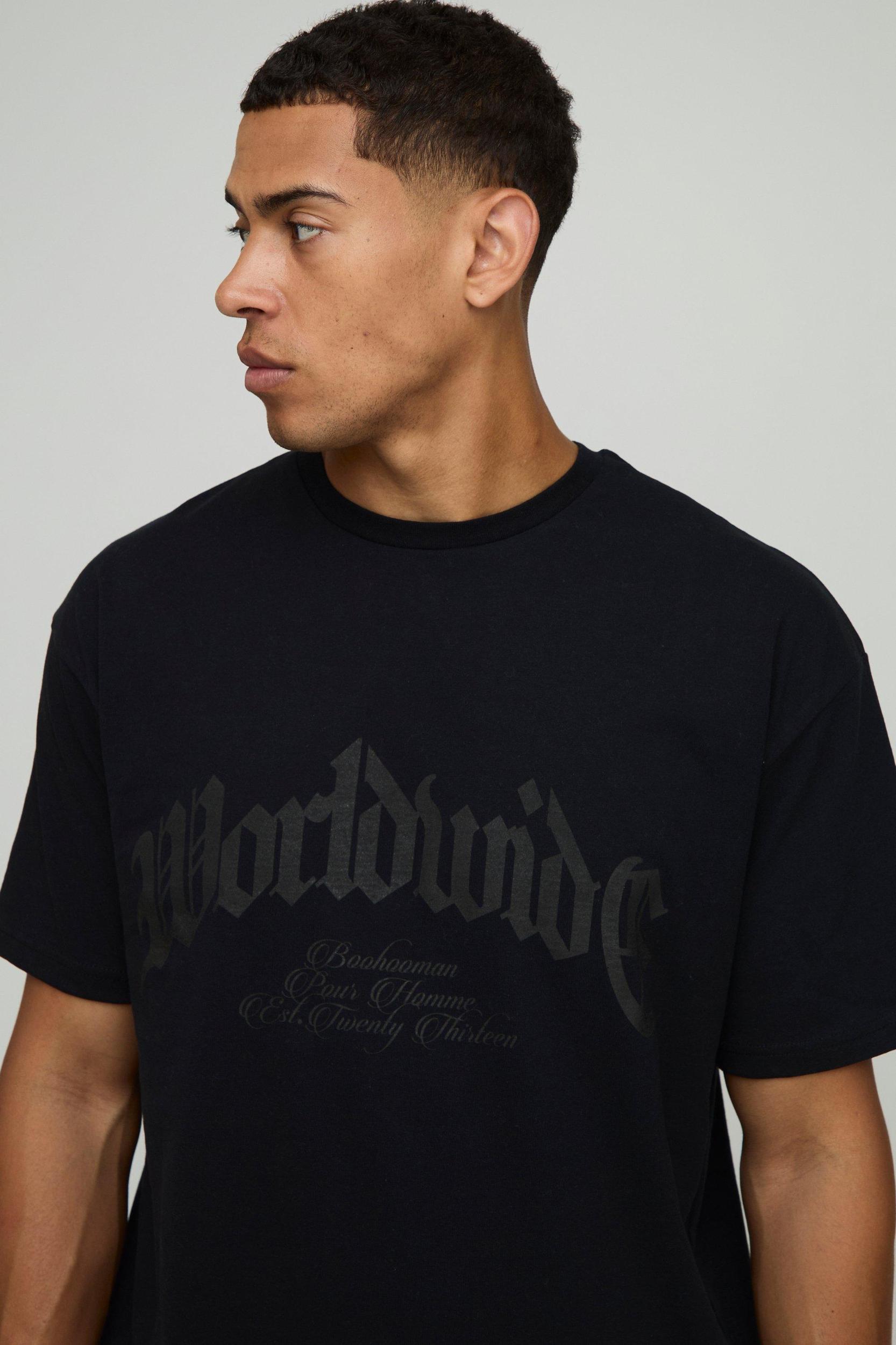 Oversized Cross Applique T-Shirt & Short Set | boohooMAN USA Product Image
