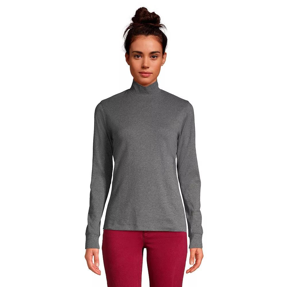 Womens Lands End Relaxed Mockneck Top Grey Heather Product Image