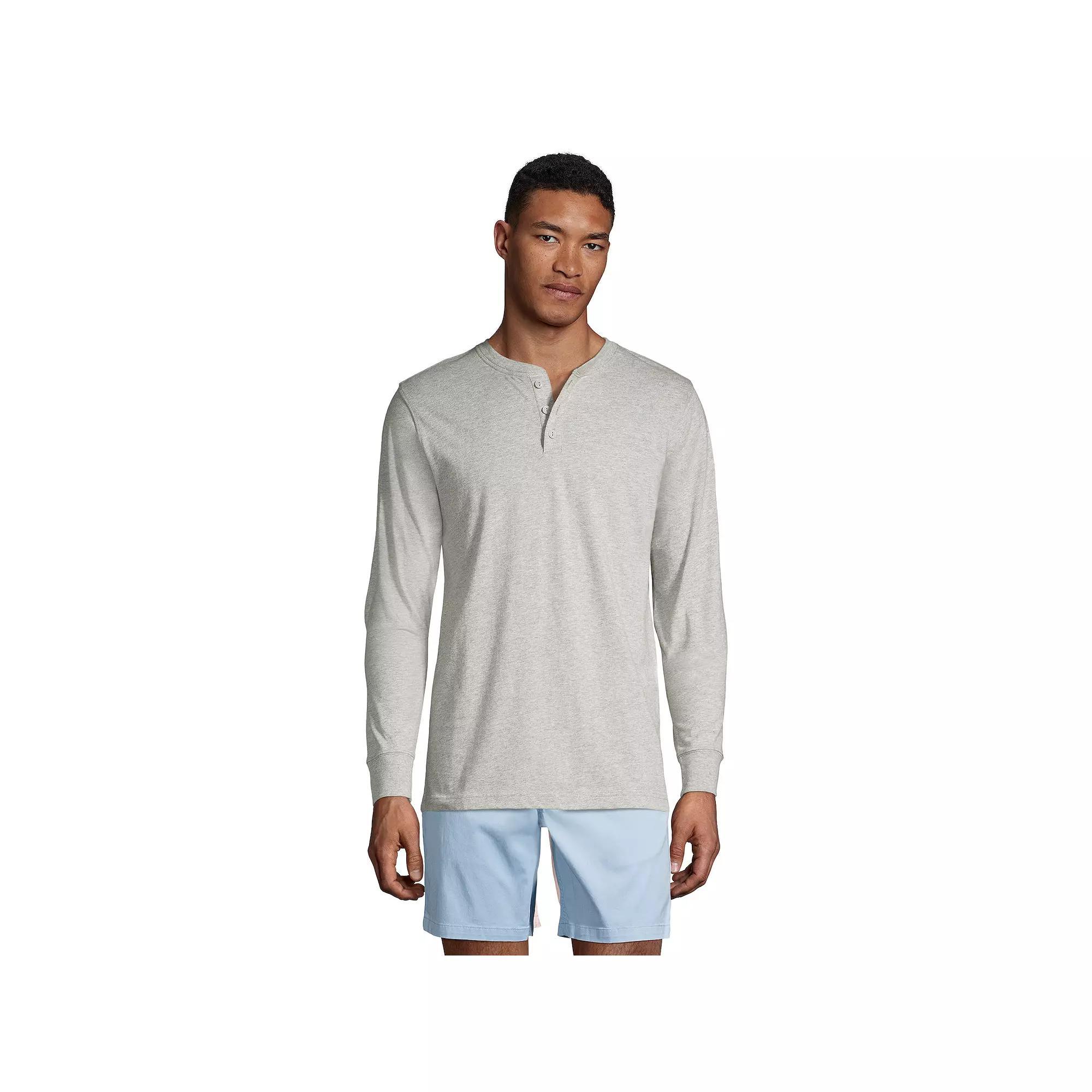 Big & Tall Lands End Super-T Classic-Fit Henley, Mens Gray Grey Product Image