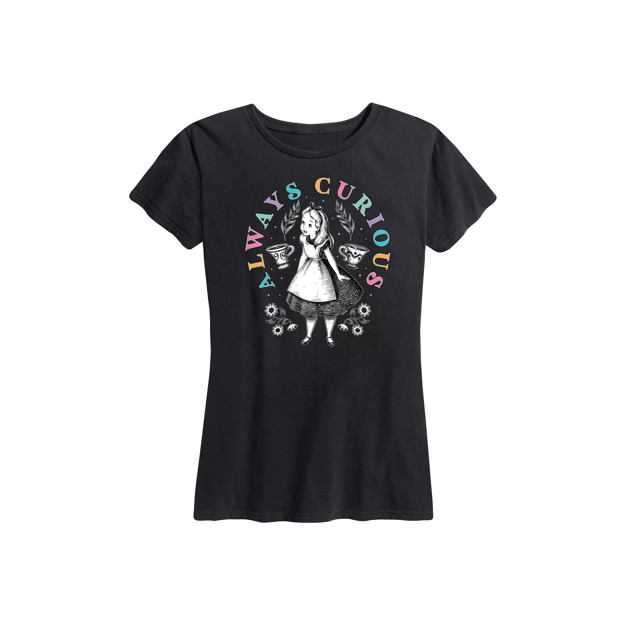 Disneys Alice in Wonderland Womens Always Curious Graphic Tee, Girls Product Image