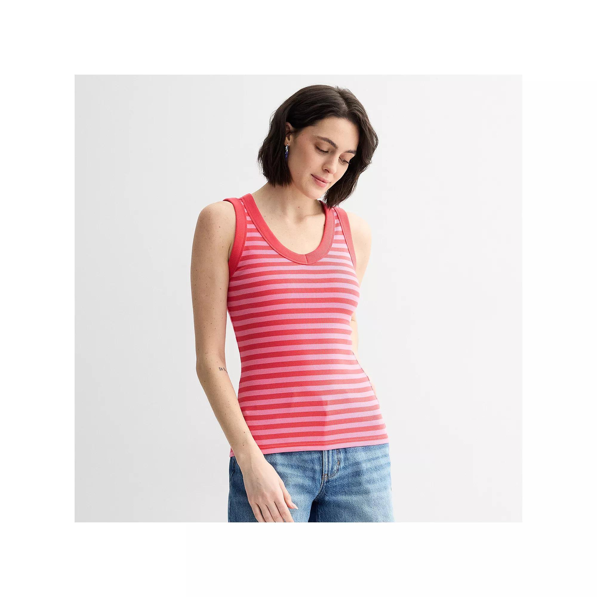 Petite Sonoma Goods For Life Ribbed V-Neck Tank Top, Womens Product Image