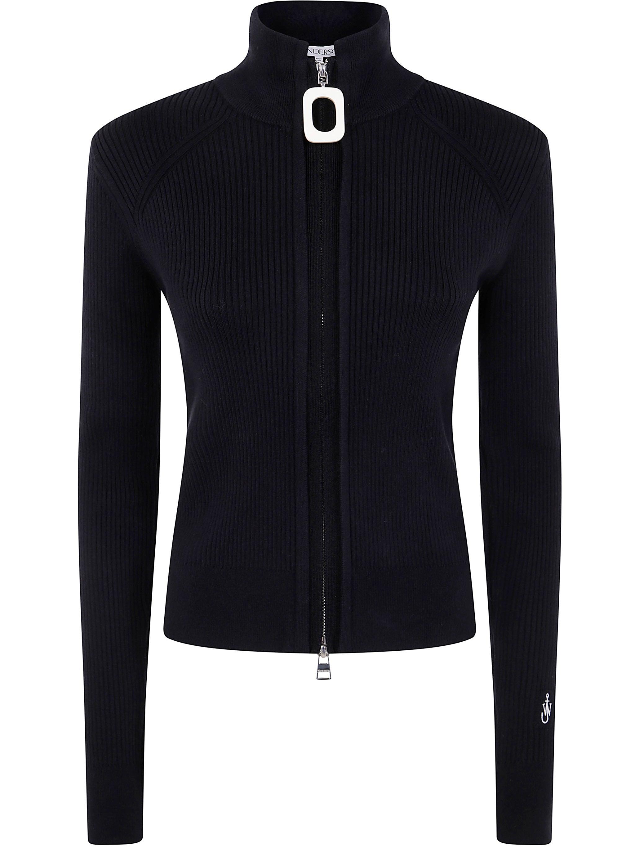 JW ANDERSON Sleek Fitted Zip-up Cardigan In Black Product Image