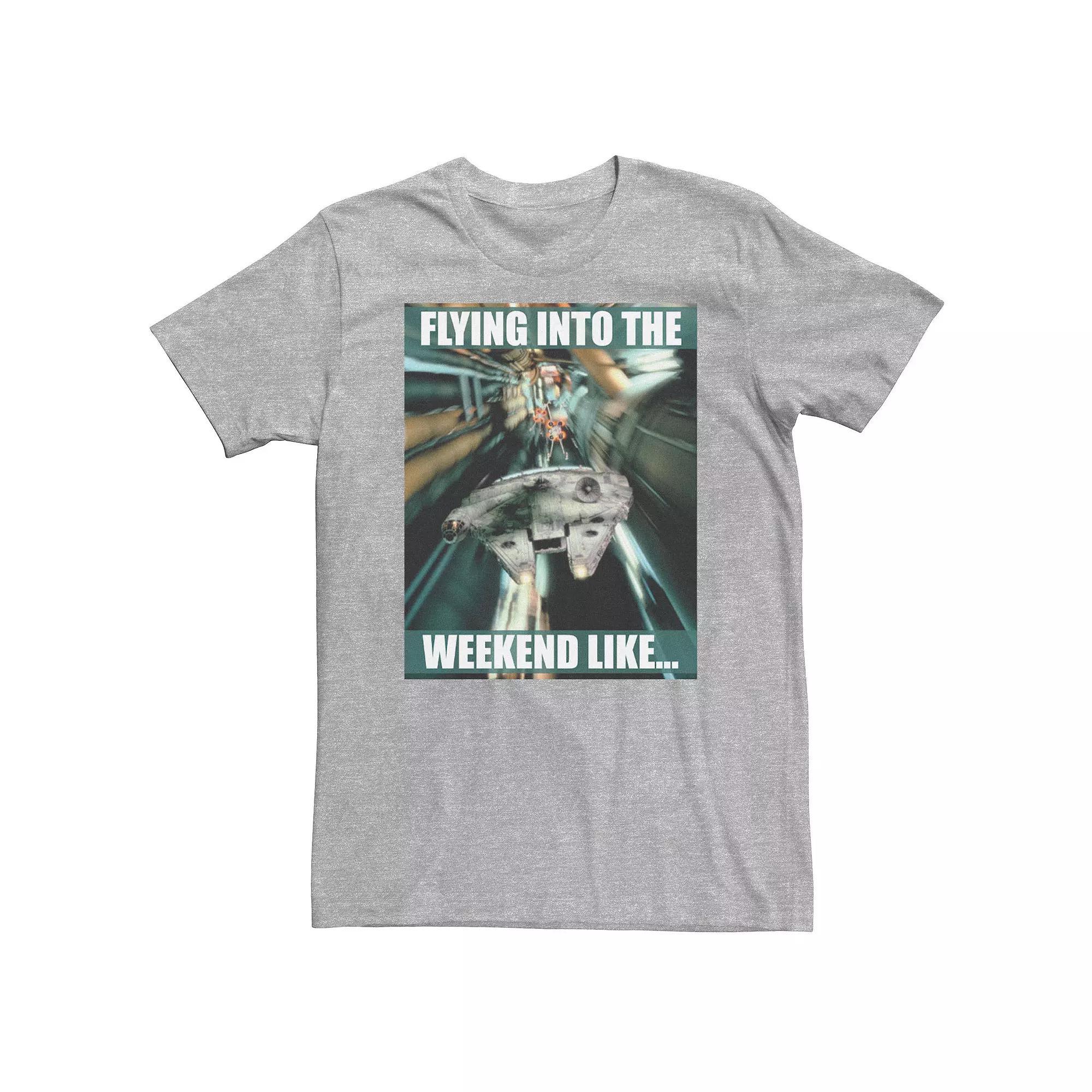 Big & Tall Star Wars Millennium Falcon "Flying Into The Weekend Like..." Tee, Men's, Size: Large Tall, Athletic Grey Product Image