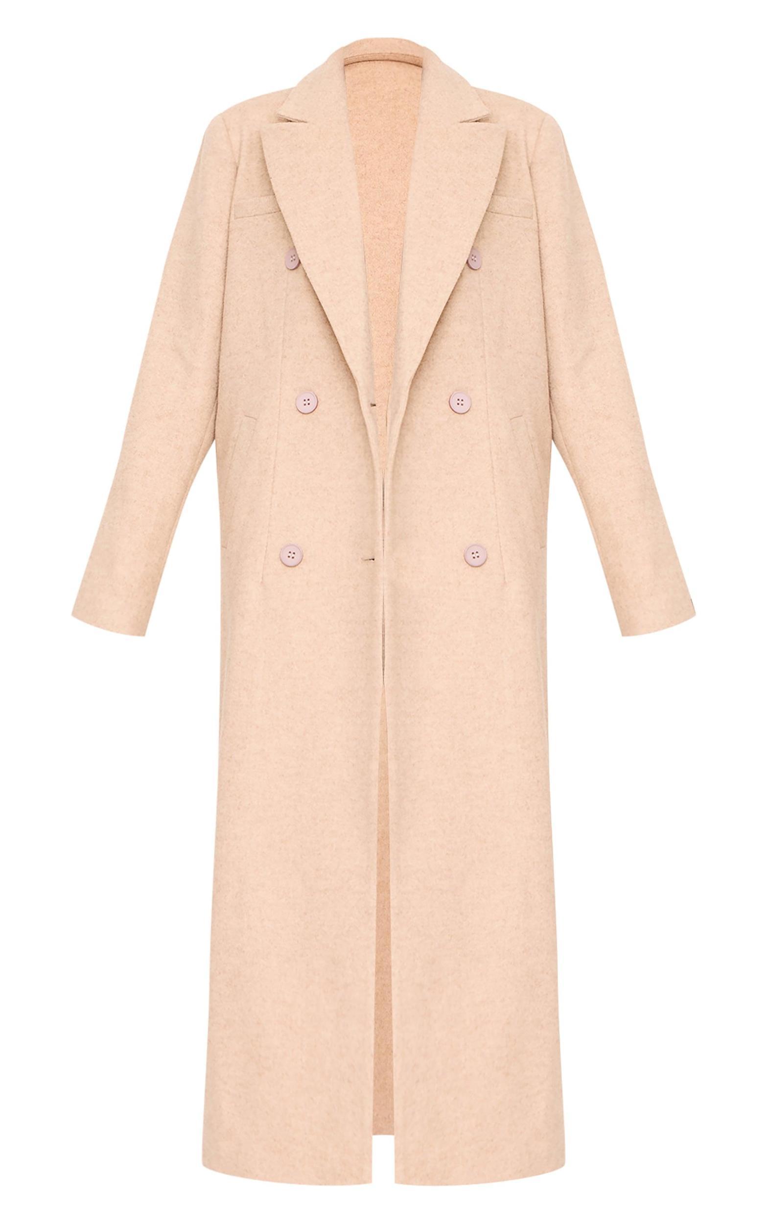 Stone Wool Look Oversized Drop Shoulder Maxi Coat Product Image