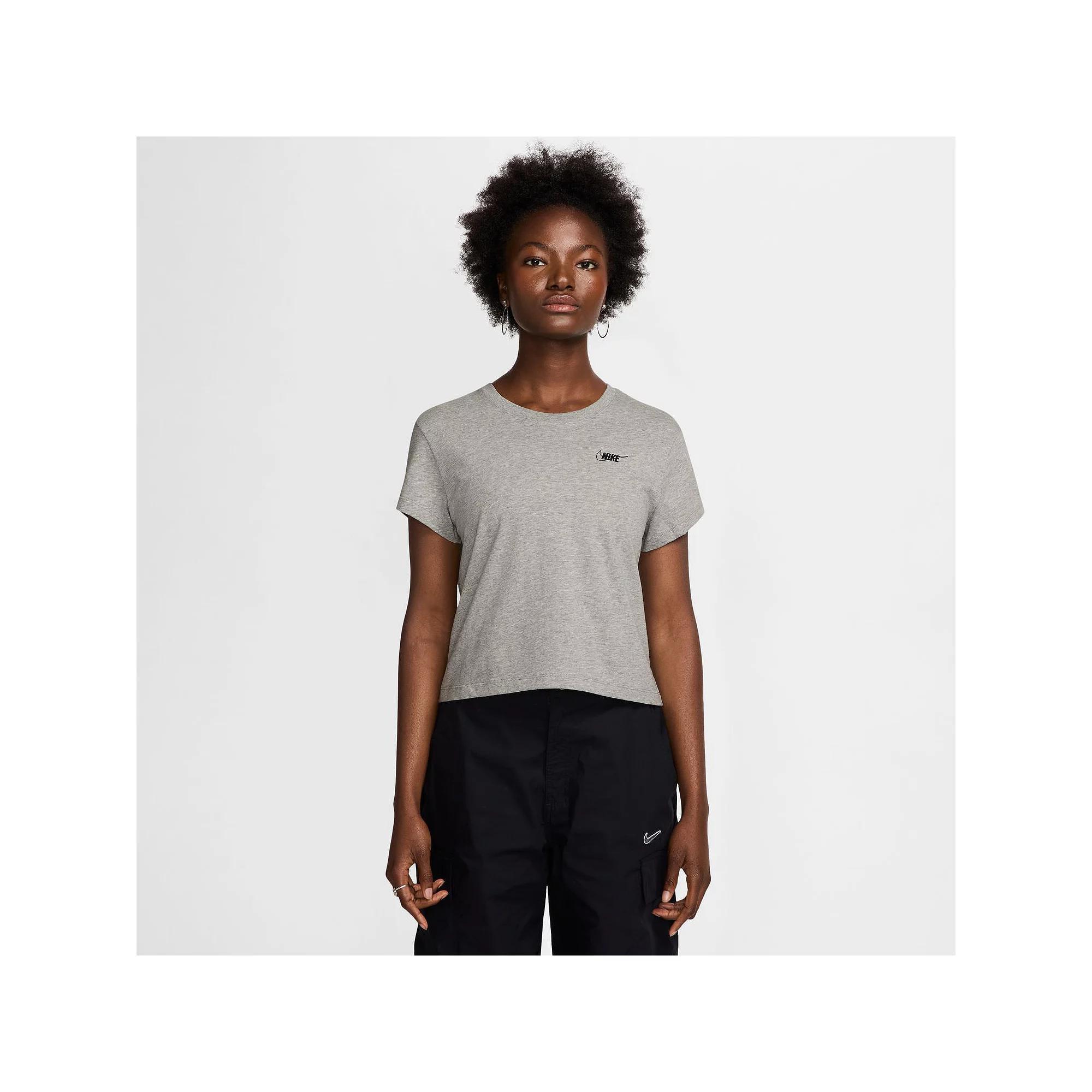 Women's Nike Sportswear Essential Club Crop Tee, Size: Large, Dark Grey Grey Product Image