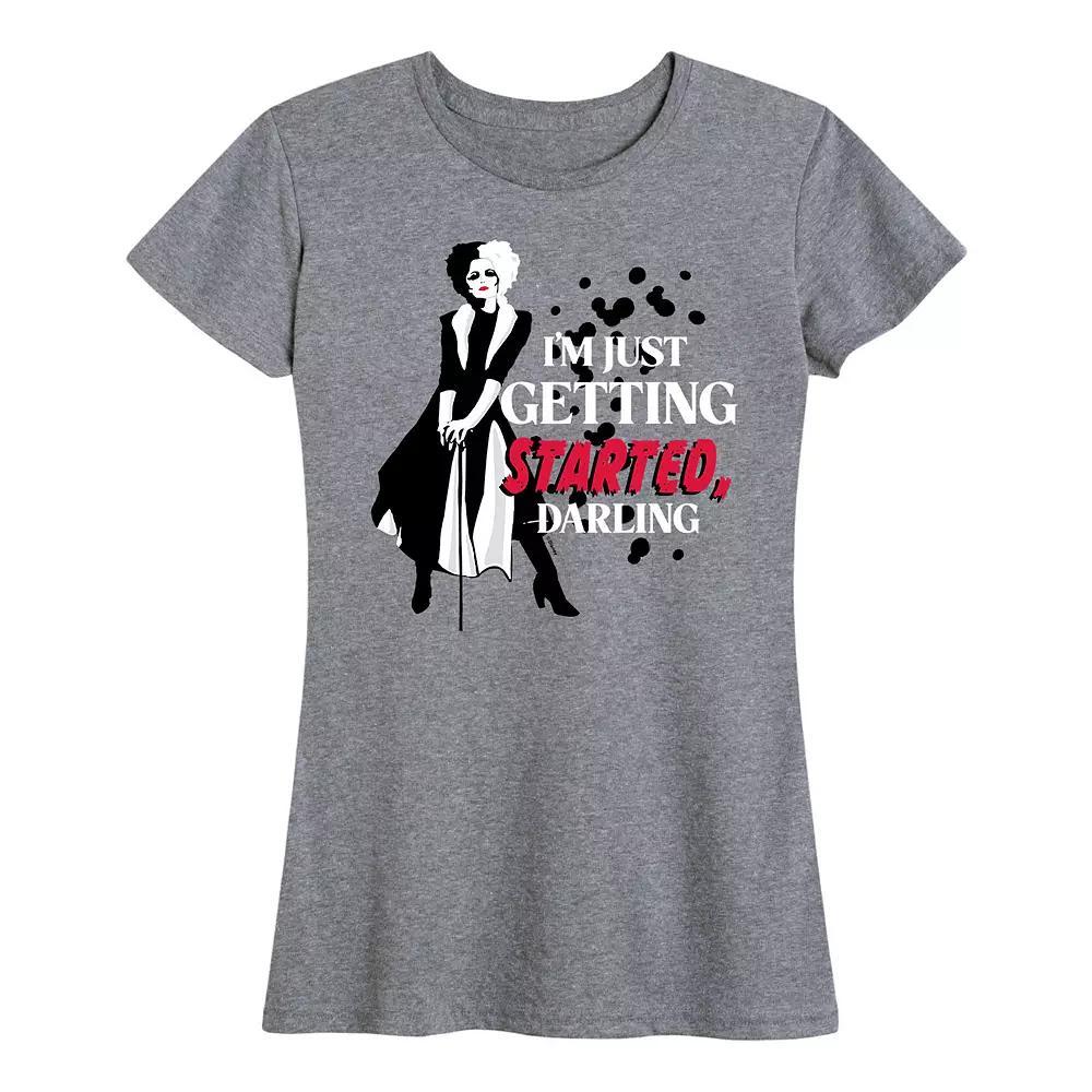 Disneys Cruella Womens Just Getting Started Graphic Tee Grey Gray Product Image