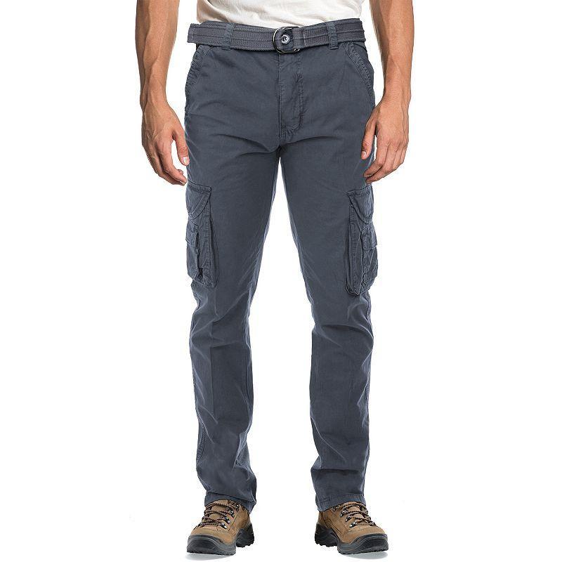 Mens Xray Slim-Fit Belted Cargo Pants Green Product Image