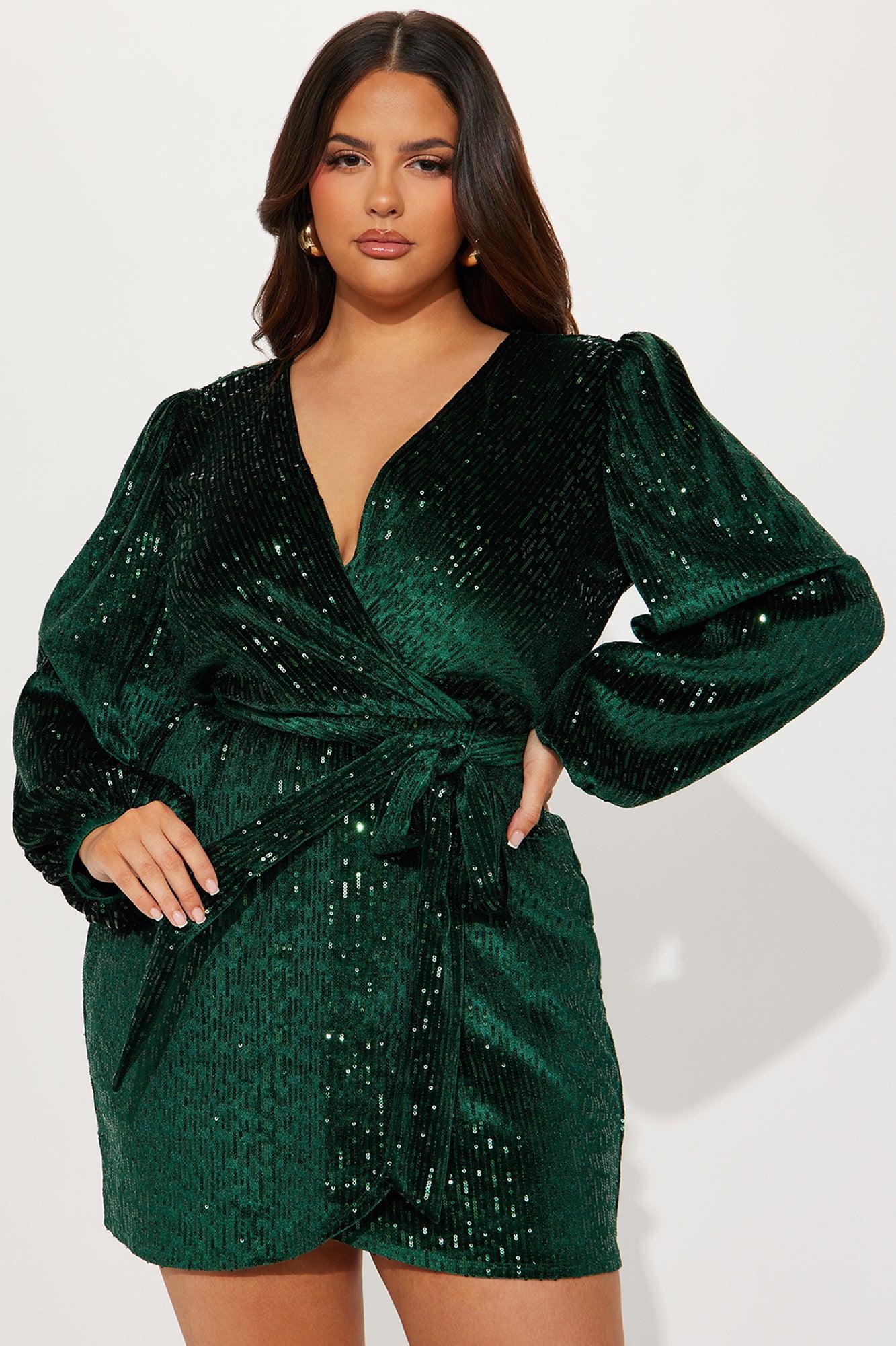 Ava Sequin Mini Dress - Hunter Product Image