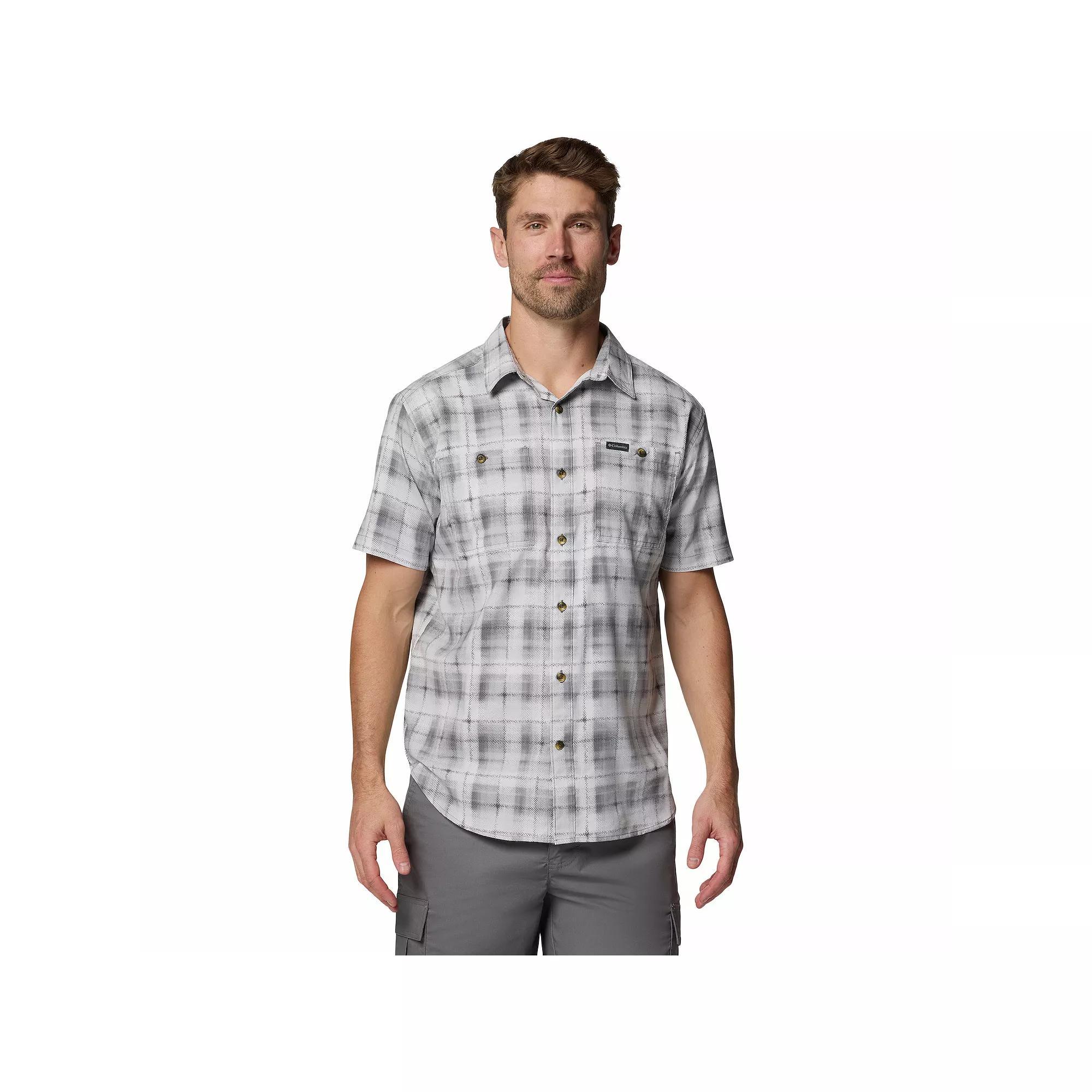 Men's Columbia UPF 40 Utilizer Printed Short Sleeve Button-Down Shirt, Size: XXL, Brown Yarrow Mirage Product Image